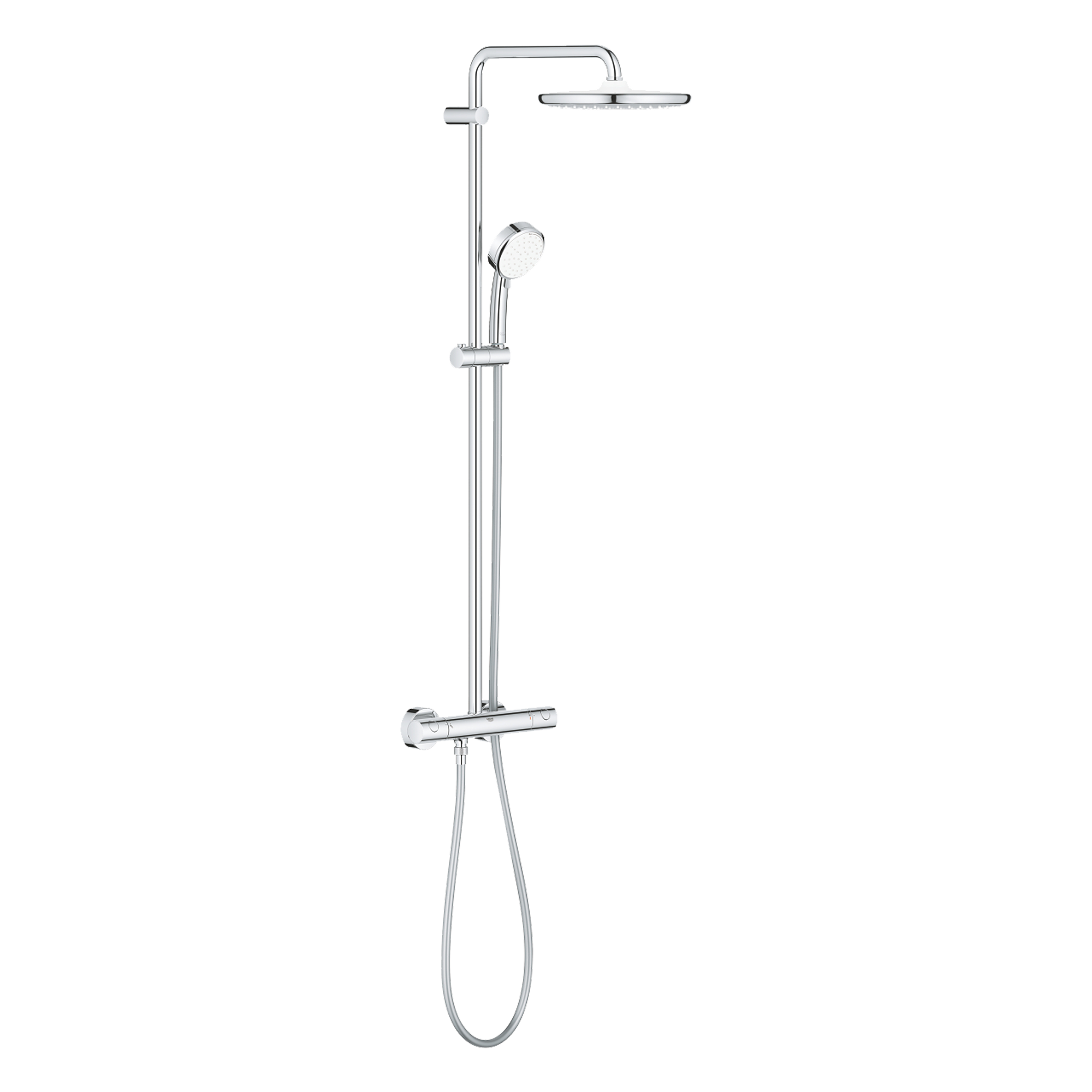 Grohe Tempesta Cosmopolitan System 250 regendoucheset | Glanzend Chroom | Met waterbesparende functie | Thermostatische kraan | Ronde regendouchekop | Ø25cm