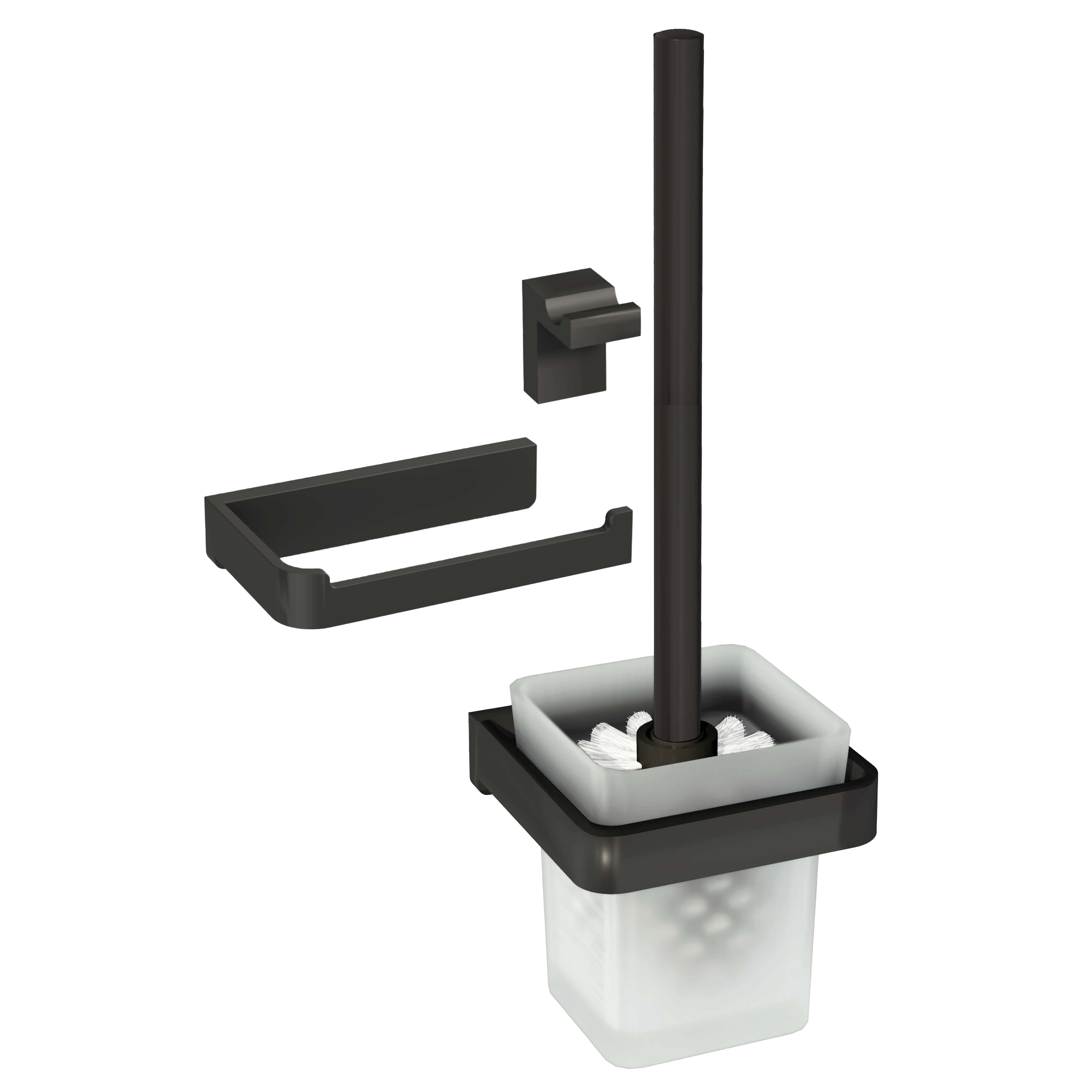 Blaufoss Blackline Patio wc-accessoireset | Mat zwart | Roestvrij staal & glas