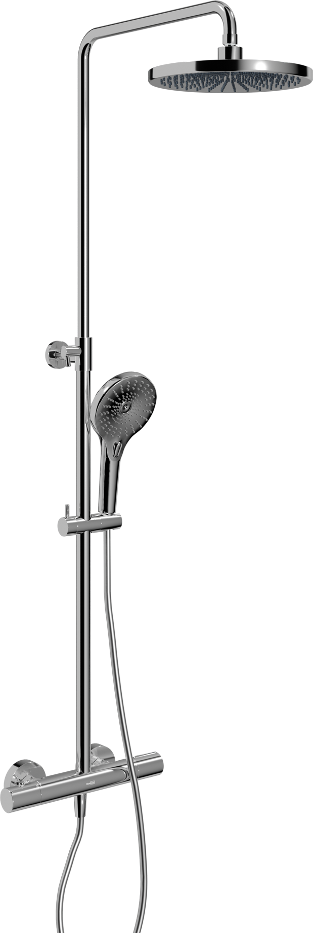 Blaufoss Onos regendoucheset | Glanzend Chroom | Met waterbesparende functie | Thermostatische kraan | Ronde regendouchekop | Ø25cm