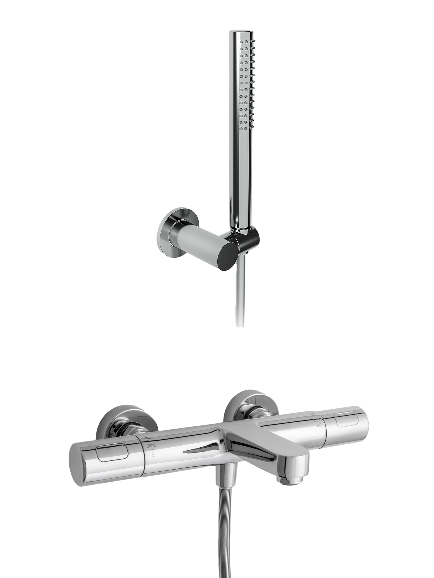 Blaufoss Apollo opbouw badkraan | Thermostatische kraan | Glanzend chroom | Handdouche en doucheslang inbegrepen