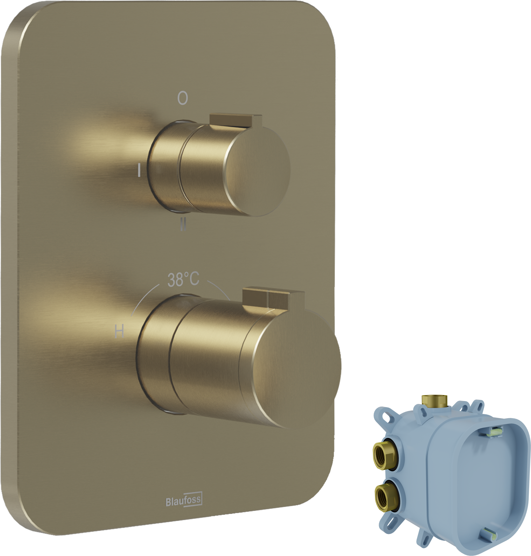 Blaufoss Smartbox thermostatische inbouw douchekraan, inclusief inbouwelement | Brushed Champagne Gold | Inclusief inbouwelement
