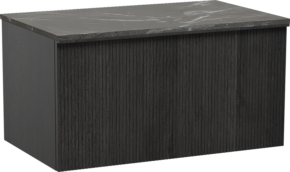Balmani Forma badkamermeubel met Stretto Tablet voor waskom(men) | B90 cm x D55 cm | Onderkast massief Zwarte eik | Tablet voor waskom(men) in kleur