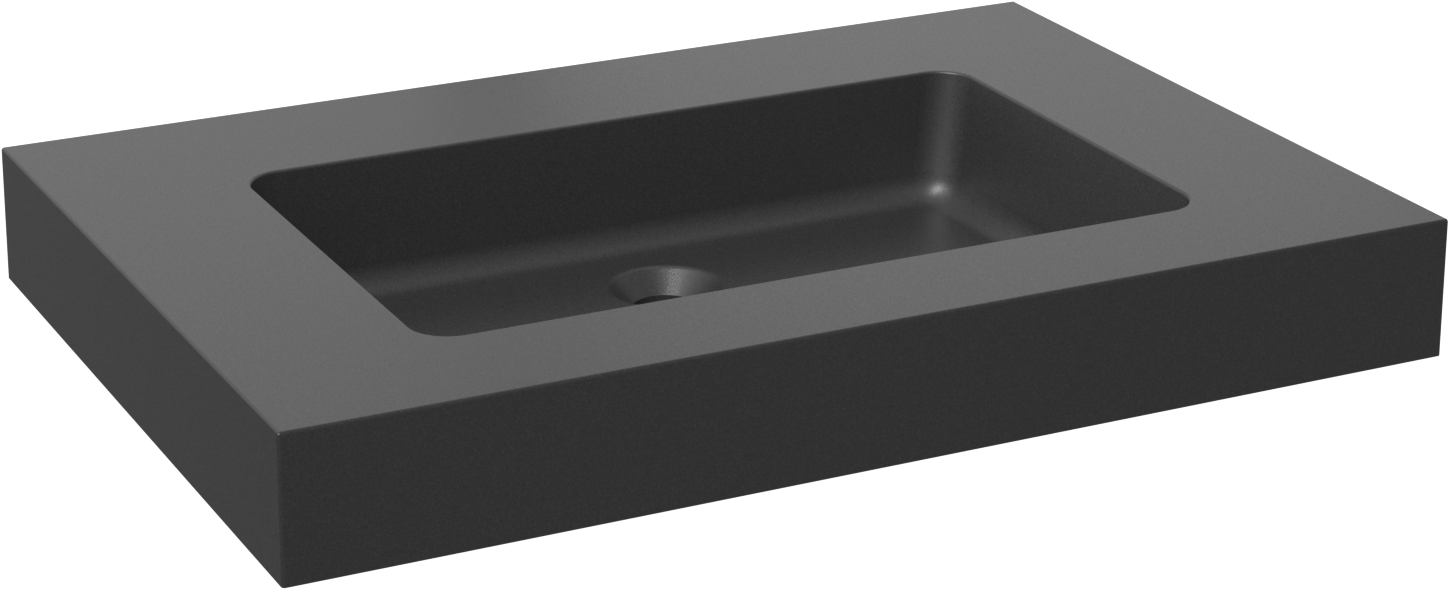 Storke Scuro High wastafel | 75 x 52 cm | Mat Zwart | Kwarts | Enkele wastafel