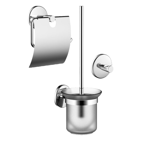 Linie Ecco wc-accessoireset | Glanzend chroom | Roestvrij staal