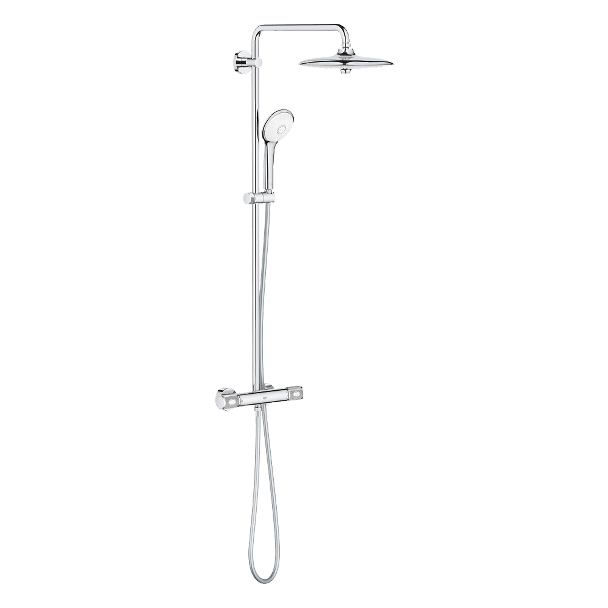 Grohe Euphoria System 260 regendoucheset | Glanzend Chroom | Met waterbesparende functie | Thermostatische kraan | Ronde regendouchekop | Ø26cm