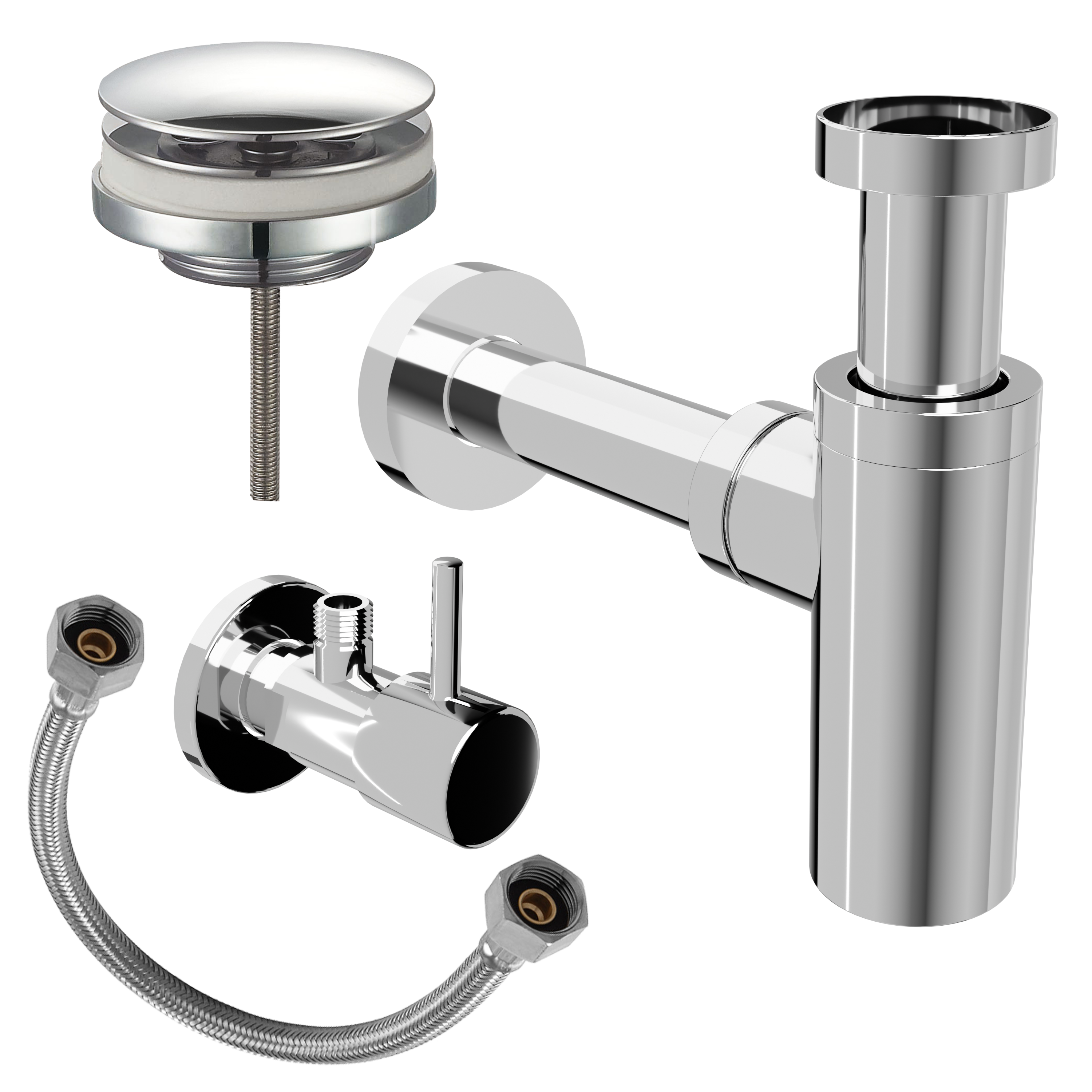 Santeg installatieset voor handenwasser | Glanzend chroom