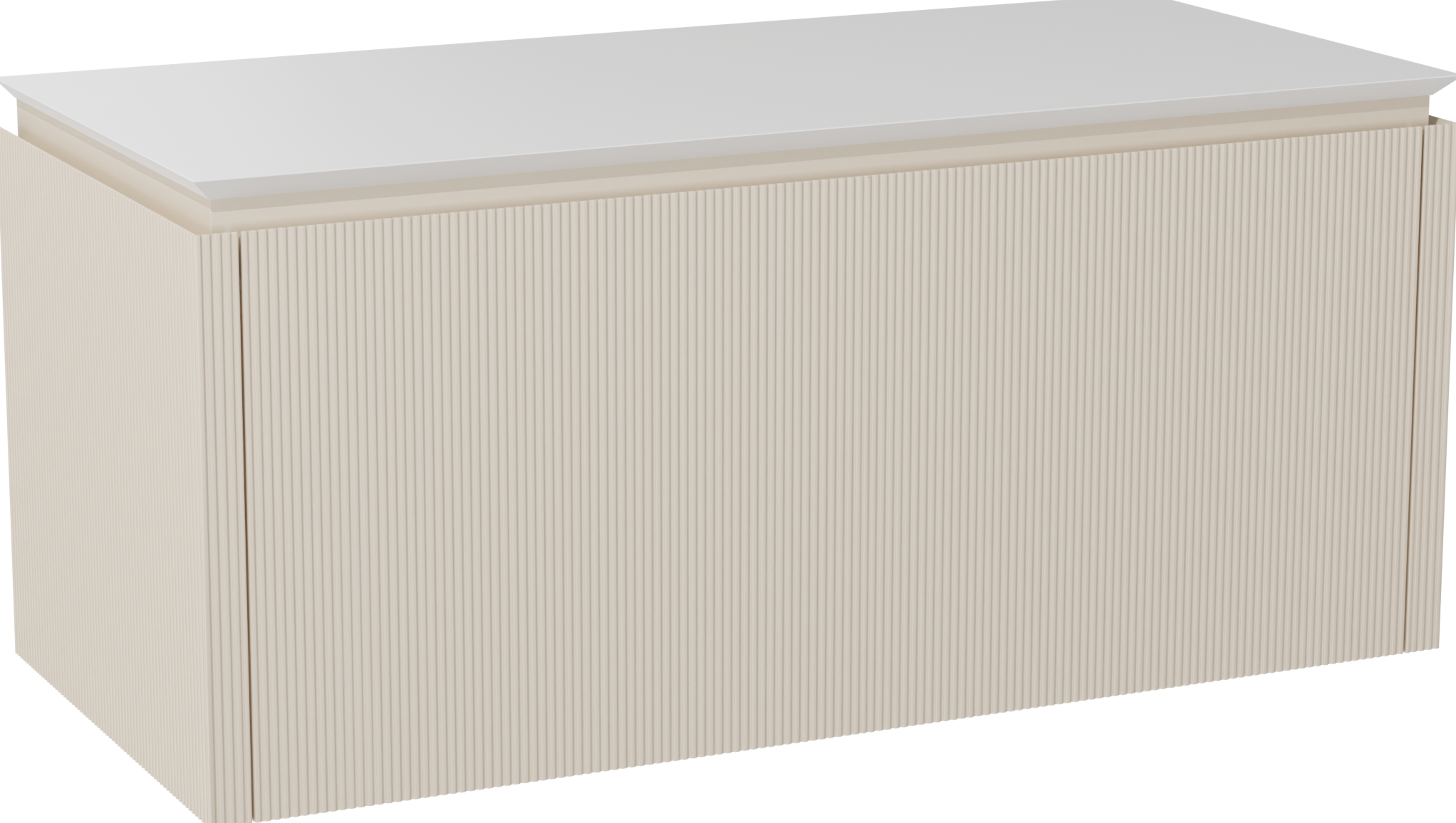 Balmani Eclips badkamermeubel met Eclips tablet voor waskom(men) | B120 x D55 cm | Onderkast in Sandbeige | Tablet voor waskom(men) in kleur mat wit | Zwevend | Enkel of dubbel tablet