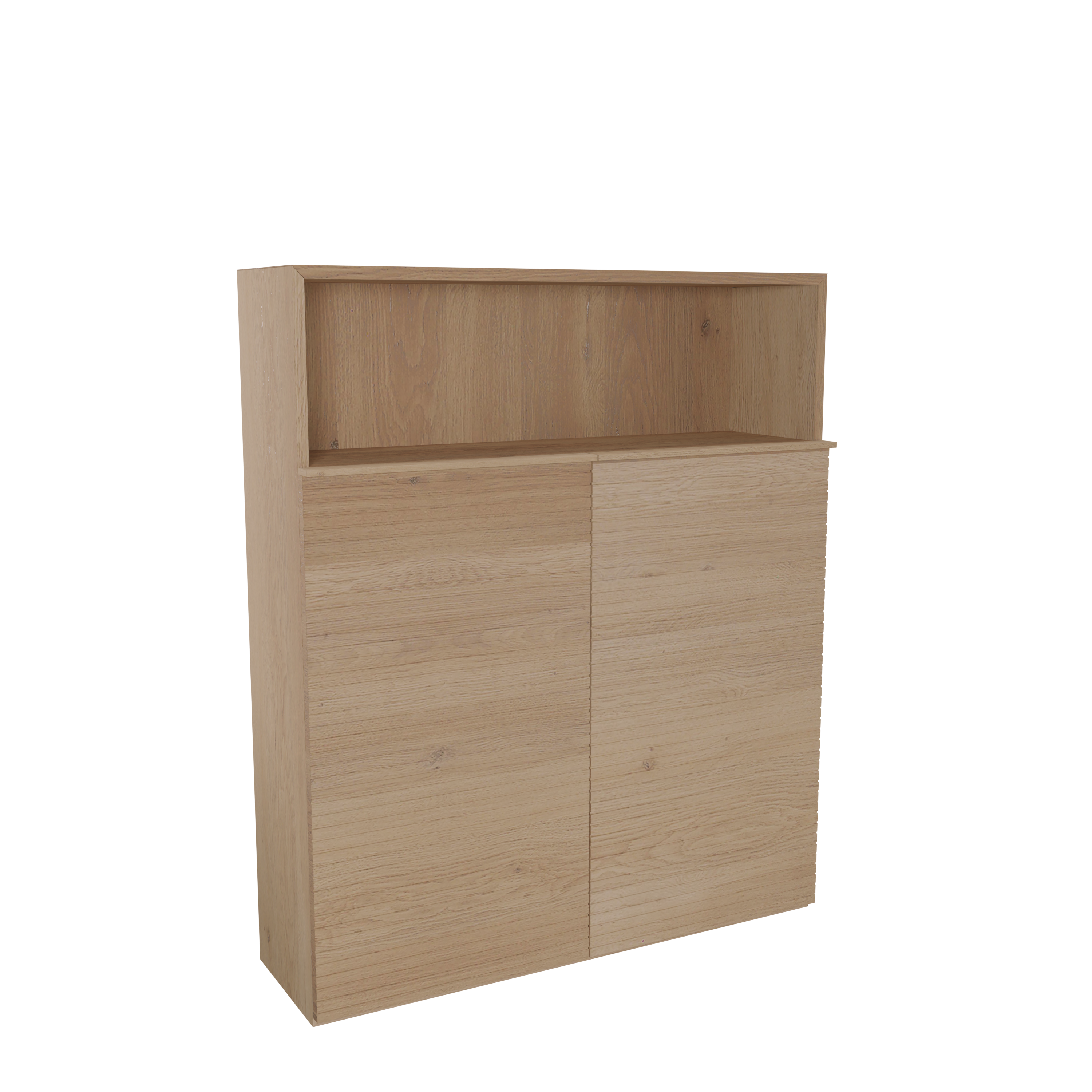 Balmani Forma badkamerkast | B100 x D30 x H120 cm | Natuur eik | Scharnieren links en rechts | Massief hout | Horizontale symmetrische rechte ribbel
