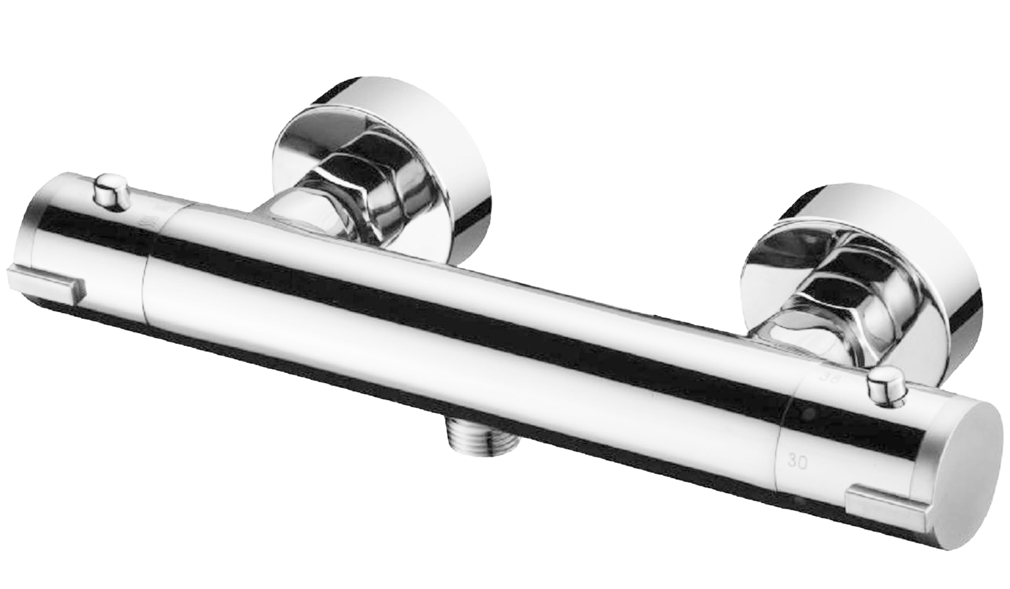 Linie Drum douchekraan | Glanzend Chroom | Zonder waterbesparende functie | Thermostatische kraan