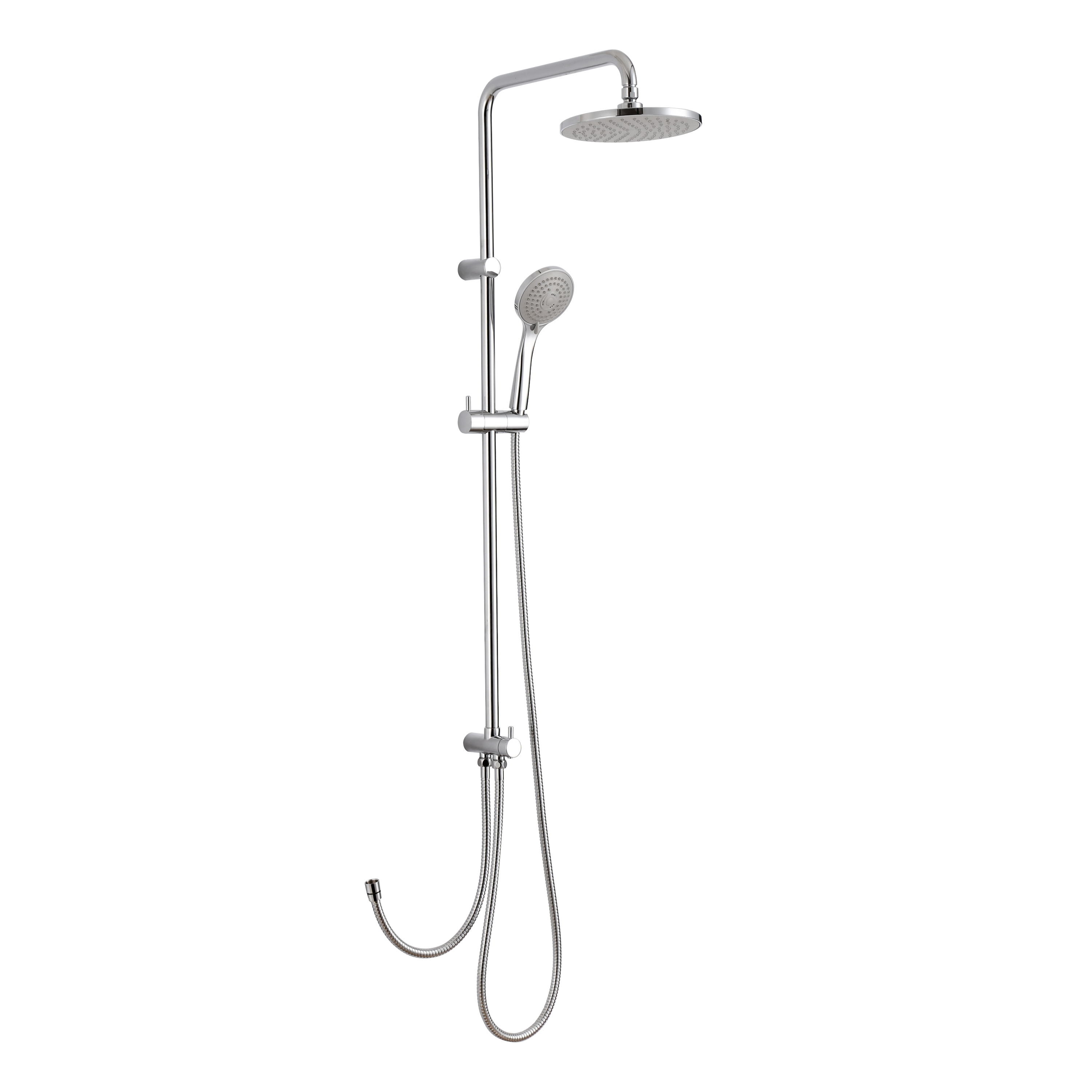 Linie Virginia regendoucheset zonder kraan | Glanzend chroom | Zonder waterbesparende functie | Ronde regendouchekop | 20 cm | Ronde handdouche