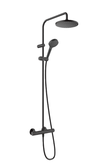 Hansgrohe Vernis Blend 200 regendoucheset | Mat Zwart | Zonder waterbesparende functie | Thermostatische kraan | Ronde regendouchekop | Ø20,5cm