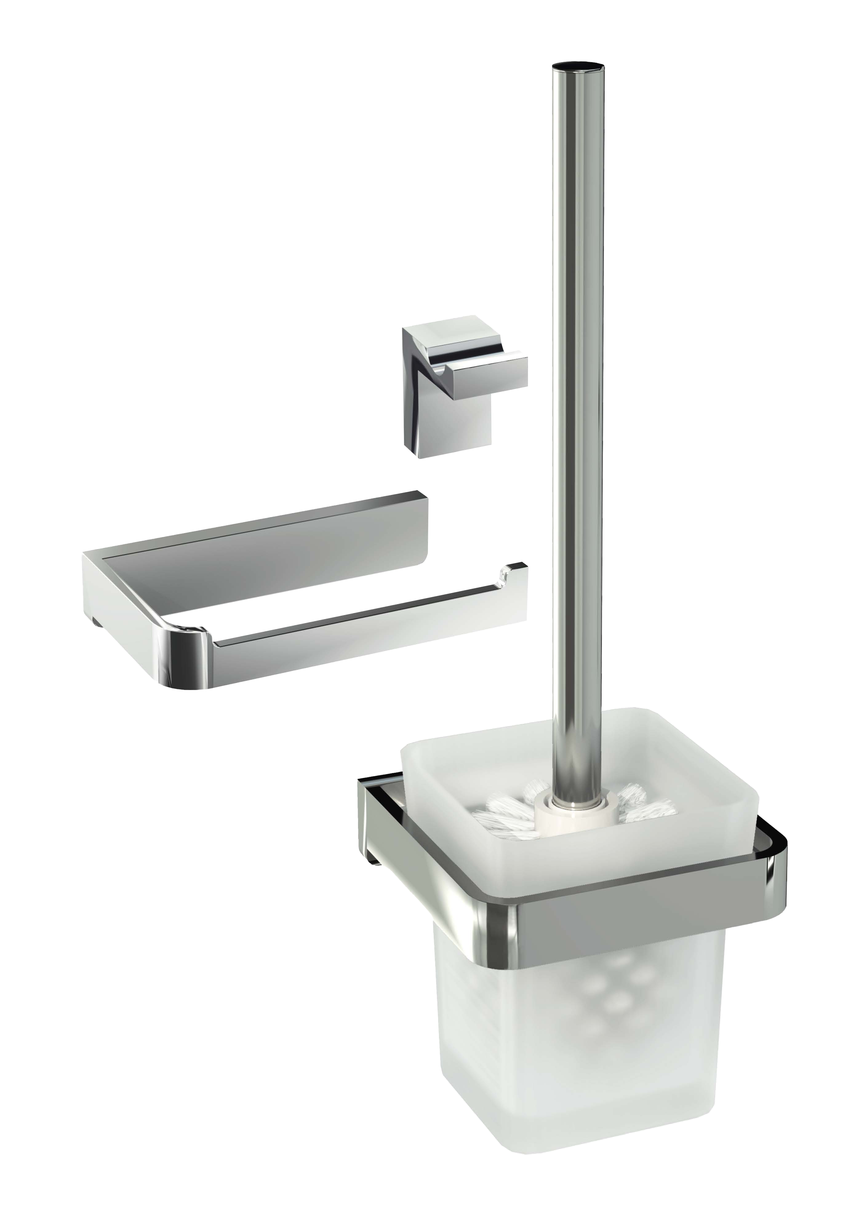 Blaufoss Blackline Patio wc-accessoireset | Glanzend chroom | Roestvrij staal & glas