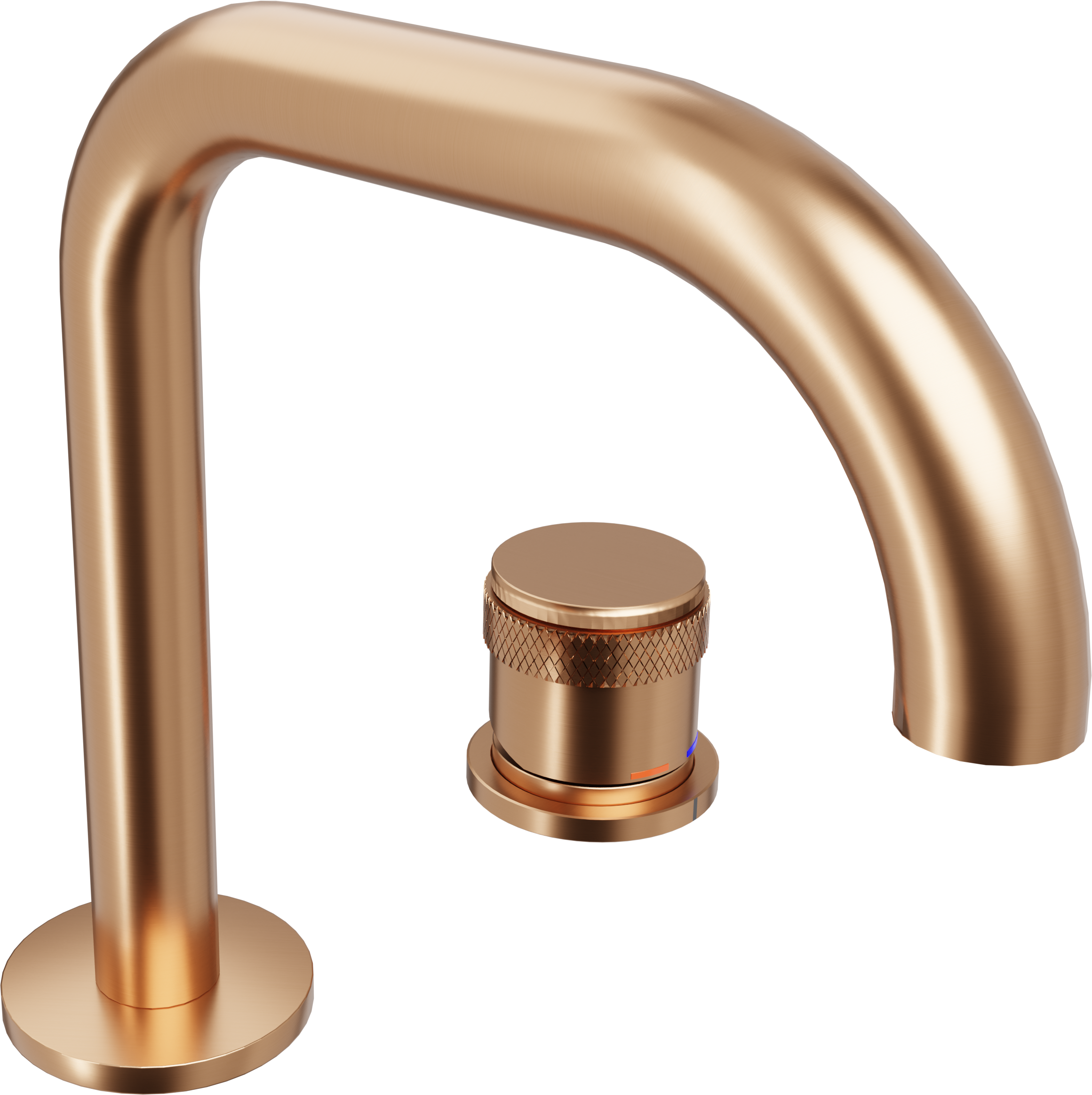 Blaufoss Pavilion Flat wastafelkraan | Brushed Rosegold | Inclusief clickwaste afvoerplug | Standaard