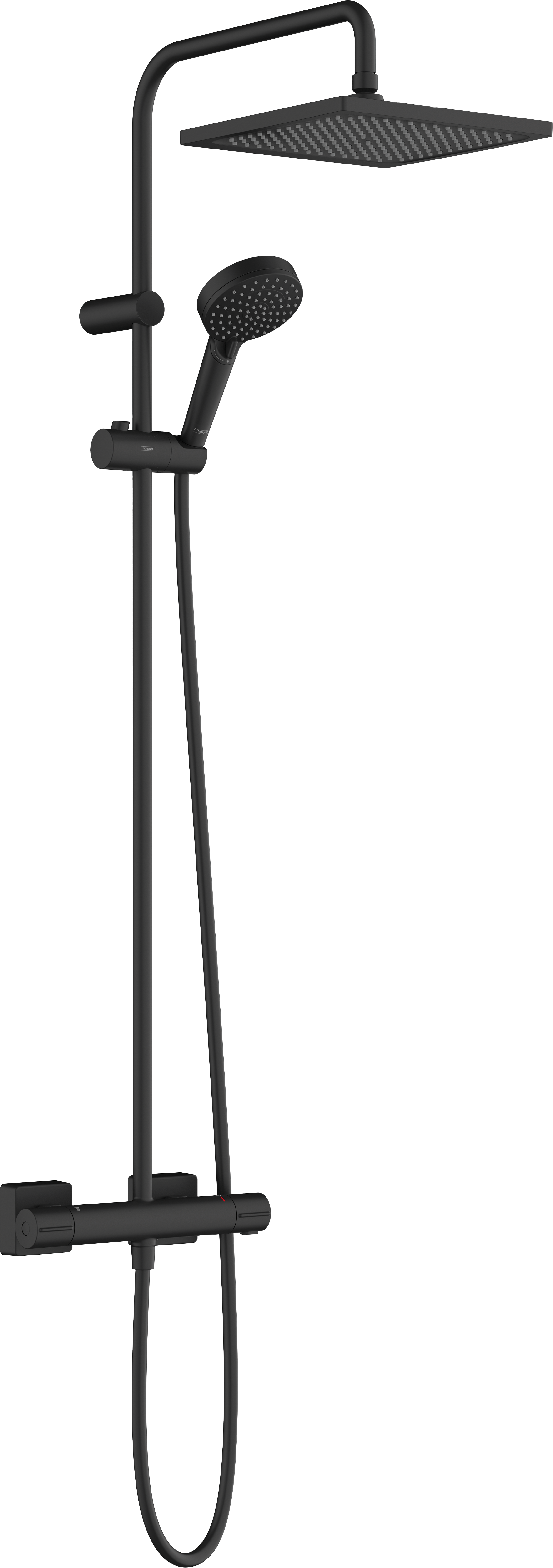 Hansgrohe Vernis Shape 240 regendoucheset | Mat Zwart | Zonder waterbesparende functie | Thermostatische kraan | Vierkante regendouchekop | 24 x 24cm