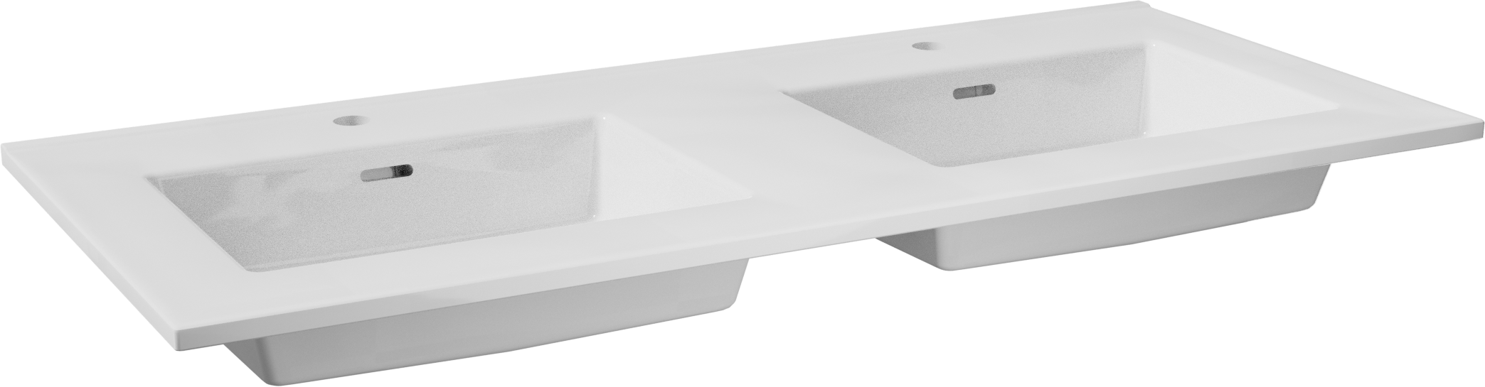 Storke Kera wastafel, inclusief crepine | 120 x 52 cm | Glanzend Wit | Porselein | Dubbele wastafel