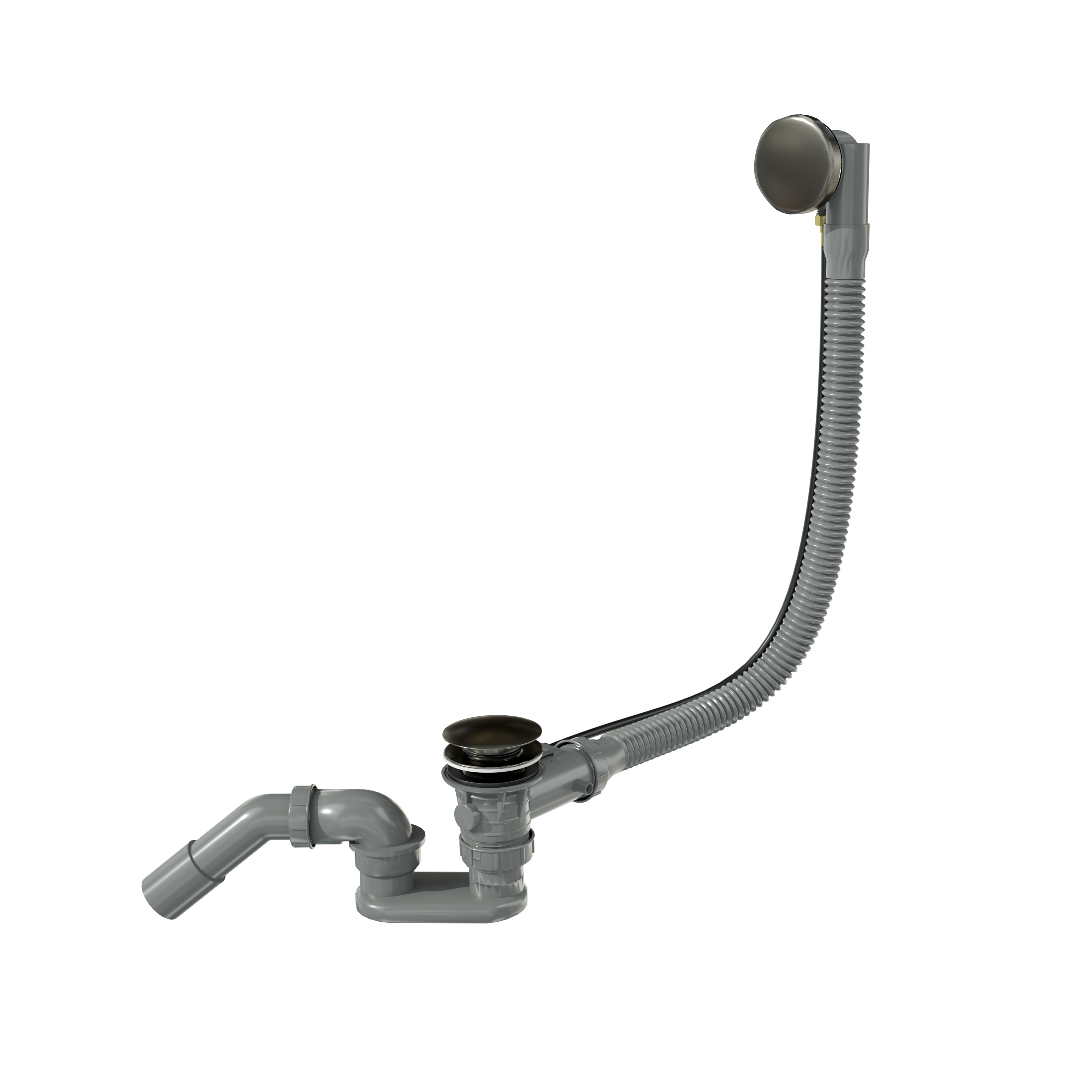 Santeg Unibath Flat badafvoer met overloop | Brushed GunMetal | 70 cm