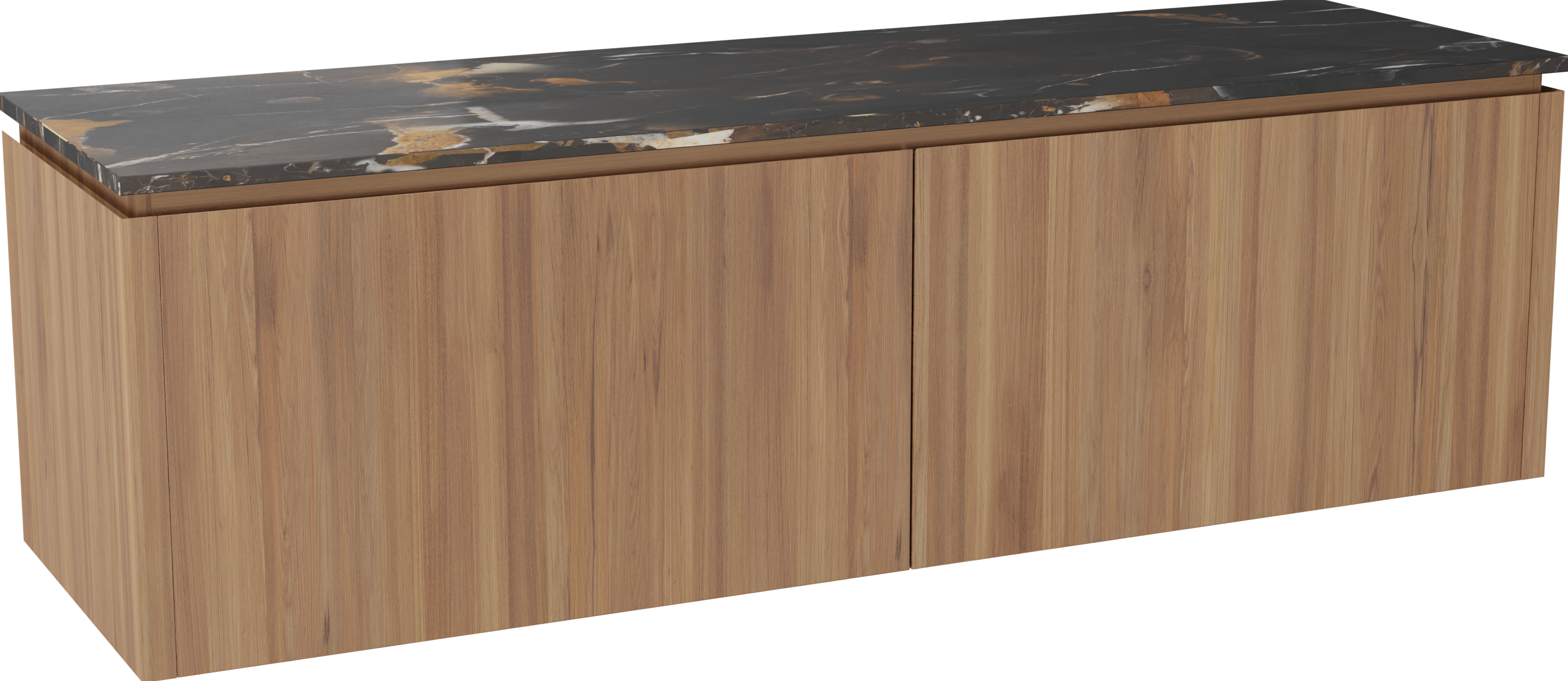 Balmani Eclips badkamermeubel met Stretto tablet voor waskom(men) | B180 x D55 cm | Onderkast massief in Teak | Tablet voor waskom(men) in kleur