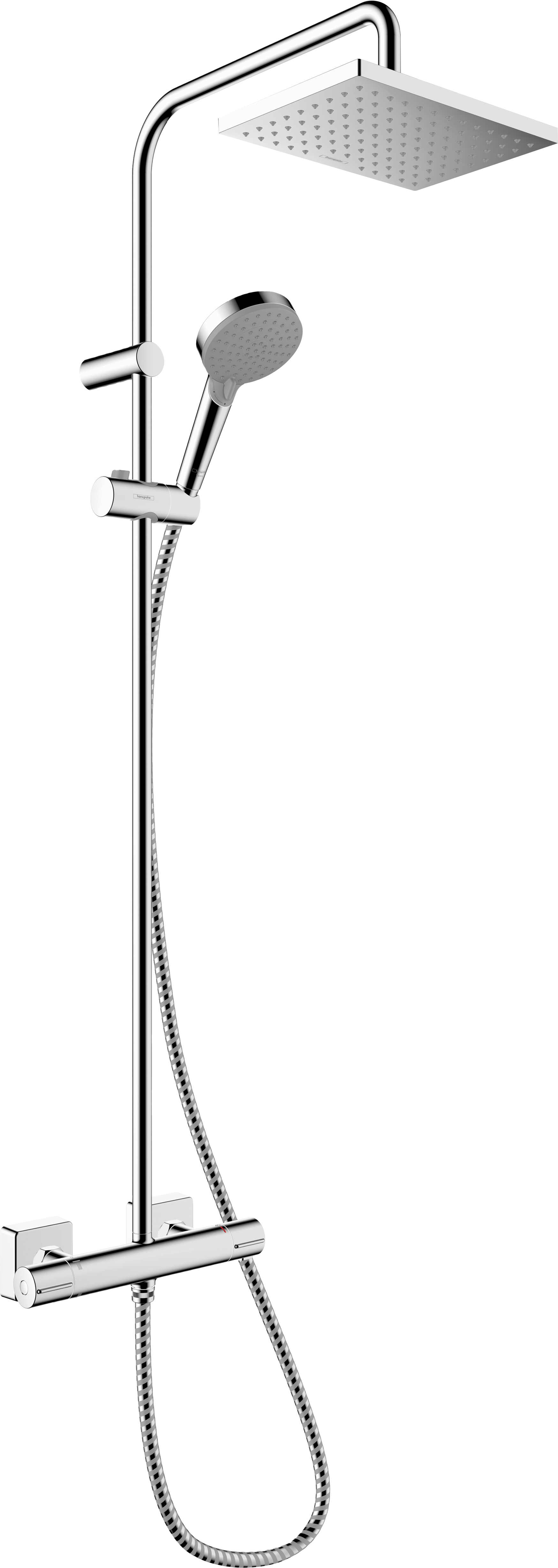 Hansgrohe Vernis Shape 230 regendoucheset | Glanzend Chroom | Zonder waterbesparende functie | Thermostatische kraan | Rechthoekige regendouchekop | 23 x 17cm