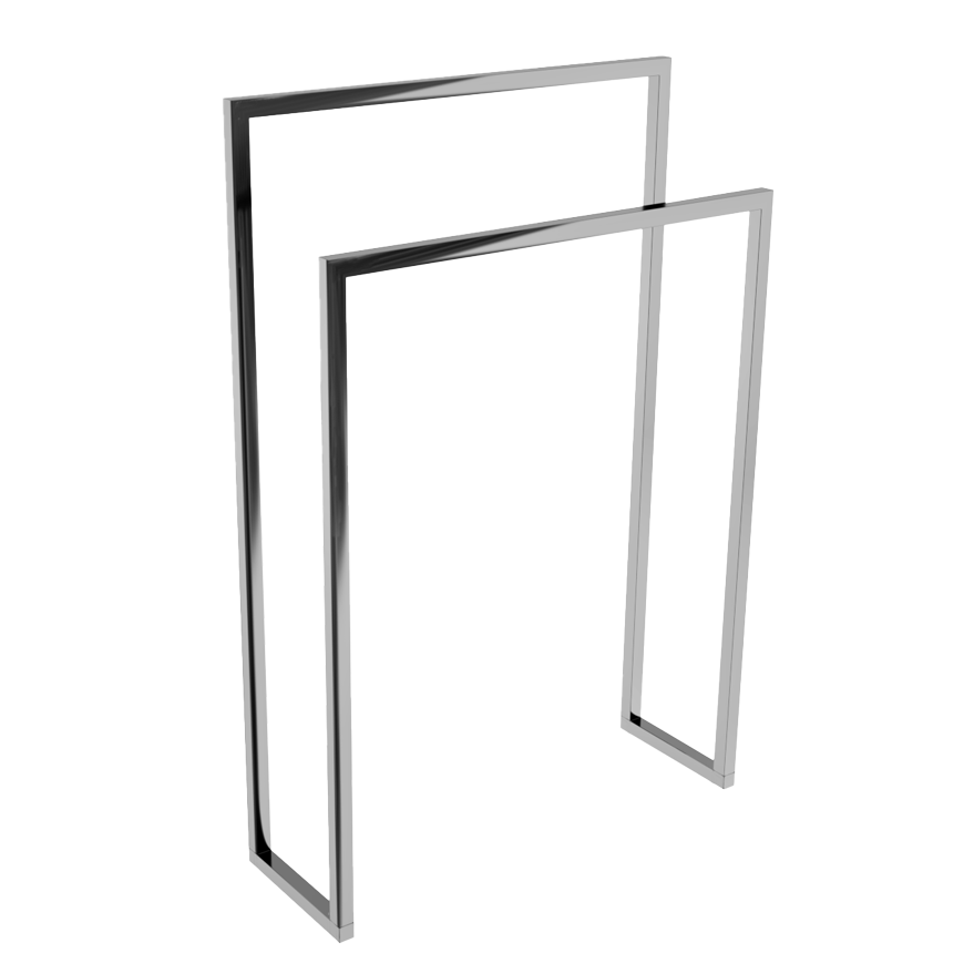 Blaufoss Blackline Noma handdoekrek | Glanzend chroom | 90x60cm | Roestvrij staal | Dubbele houder