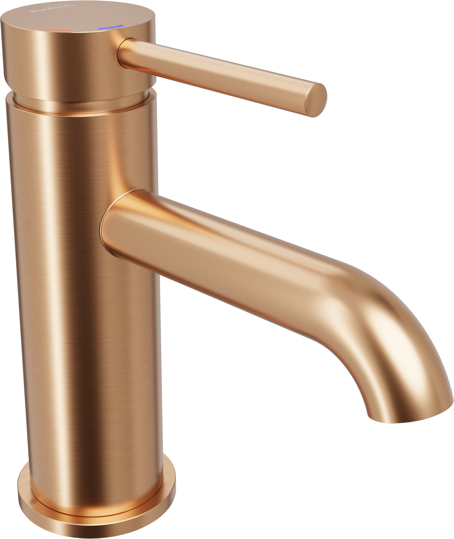 Blaufoss Round EcoStart wastafelkraan | Brushed Rosegold | Inclusief clickwaste afvoerplug | Standaard