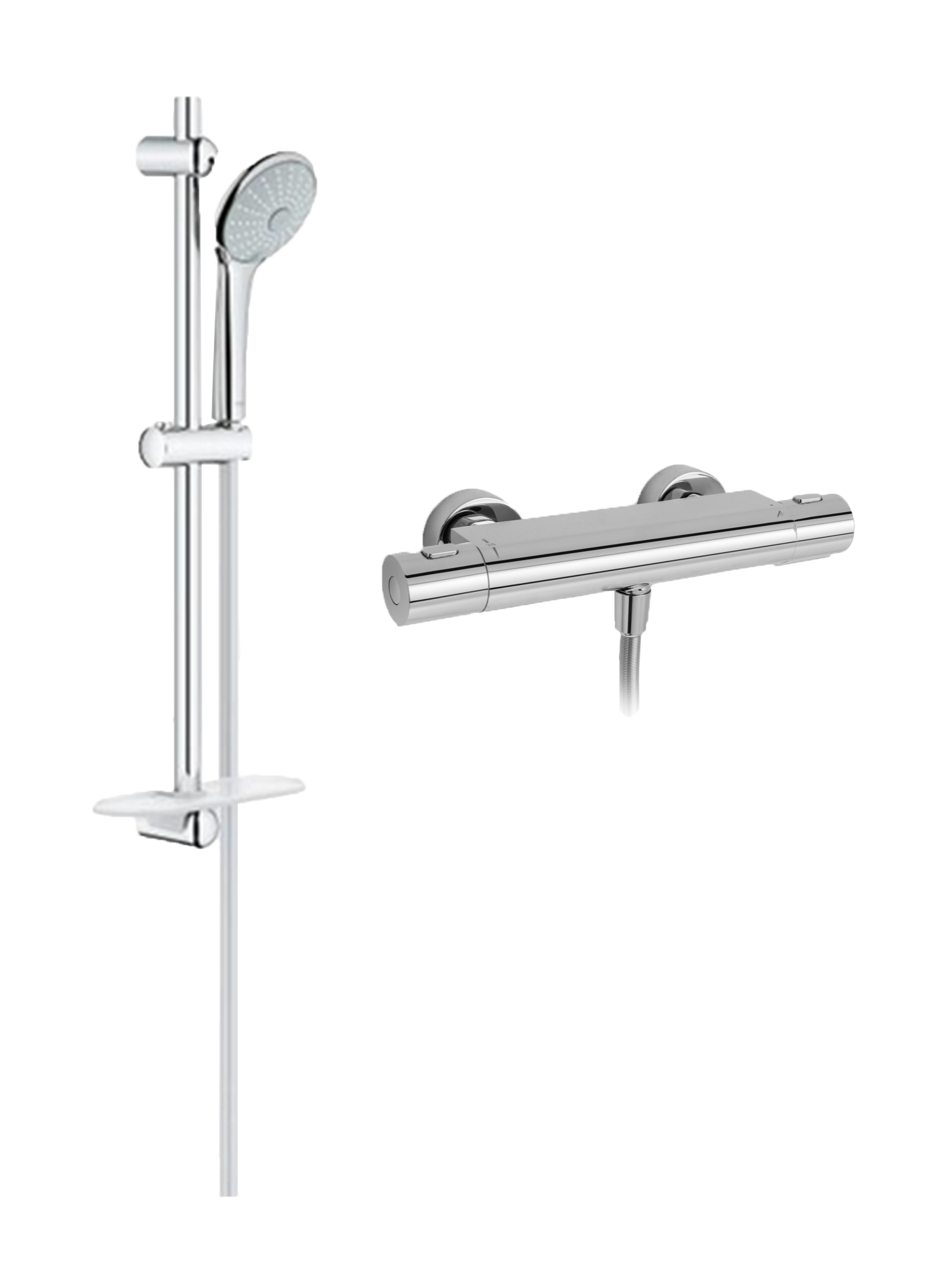 Blaufoss Neringa regendoucheset | Glanzend chroom | Zonder waterbesparende functie | Thermostatische kraan | Ronde regendouchekop | Ø11cm