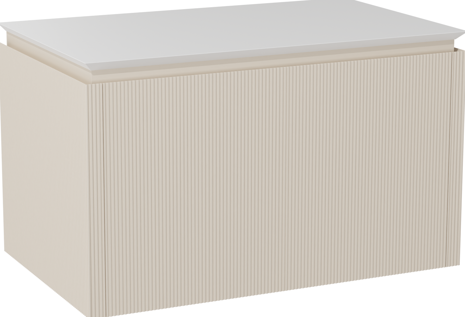 Balmani Eclips badkamermeubel met Eclips tablet voor waskom(men) | B90 x D55 cm | Onderkast in Sandbeige | Tablet voor waskom(men) in kleur mat wit | Zwevend | Enkel tablet