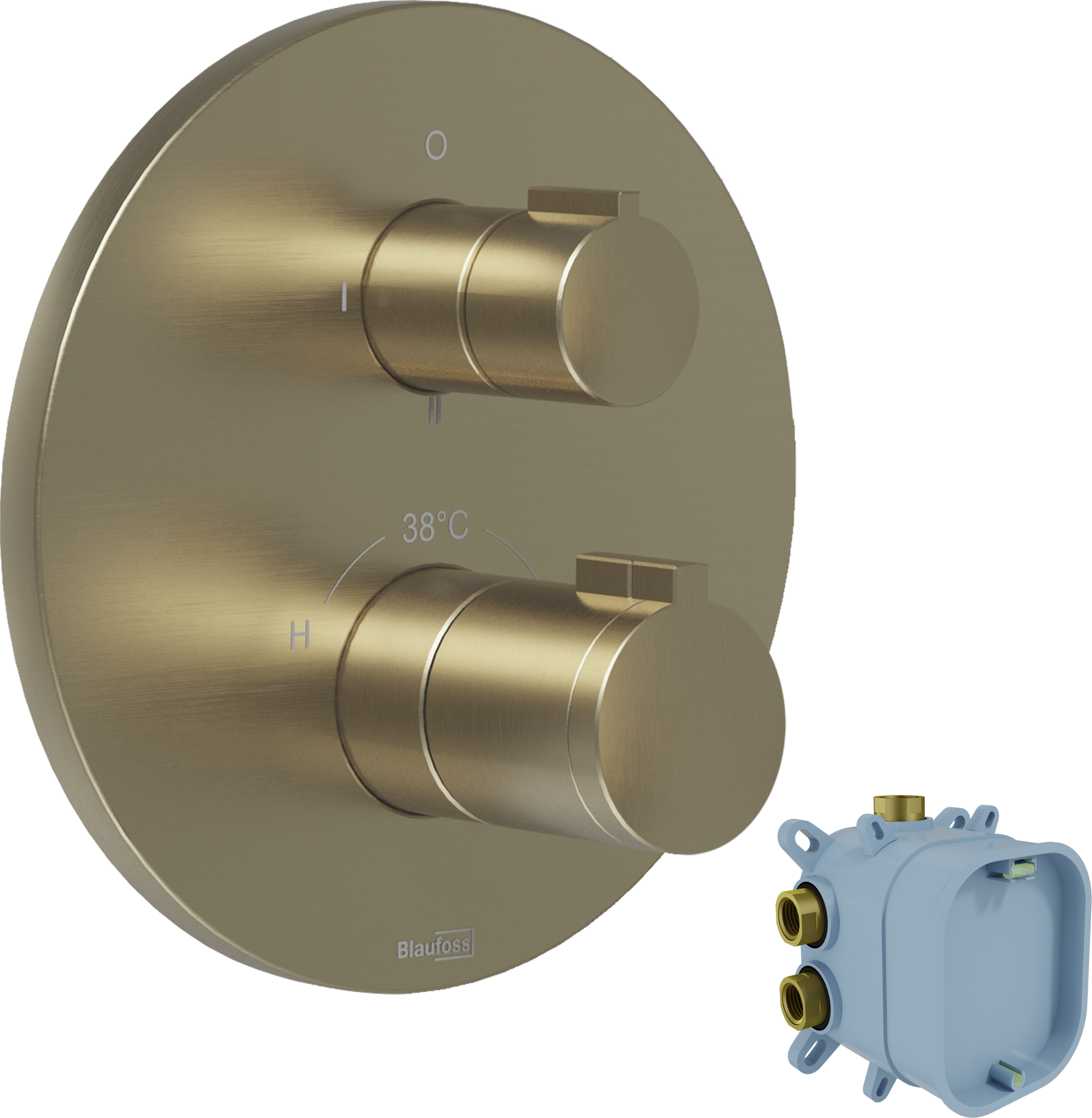 Blaufoss Smartbox thermostatische inbouw douchekraan, inclusief inbouwelement | Brushed Champagne Gold | Inclusief inbouwelement
