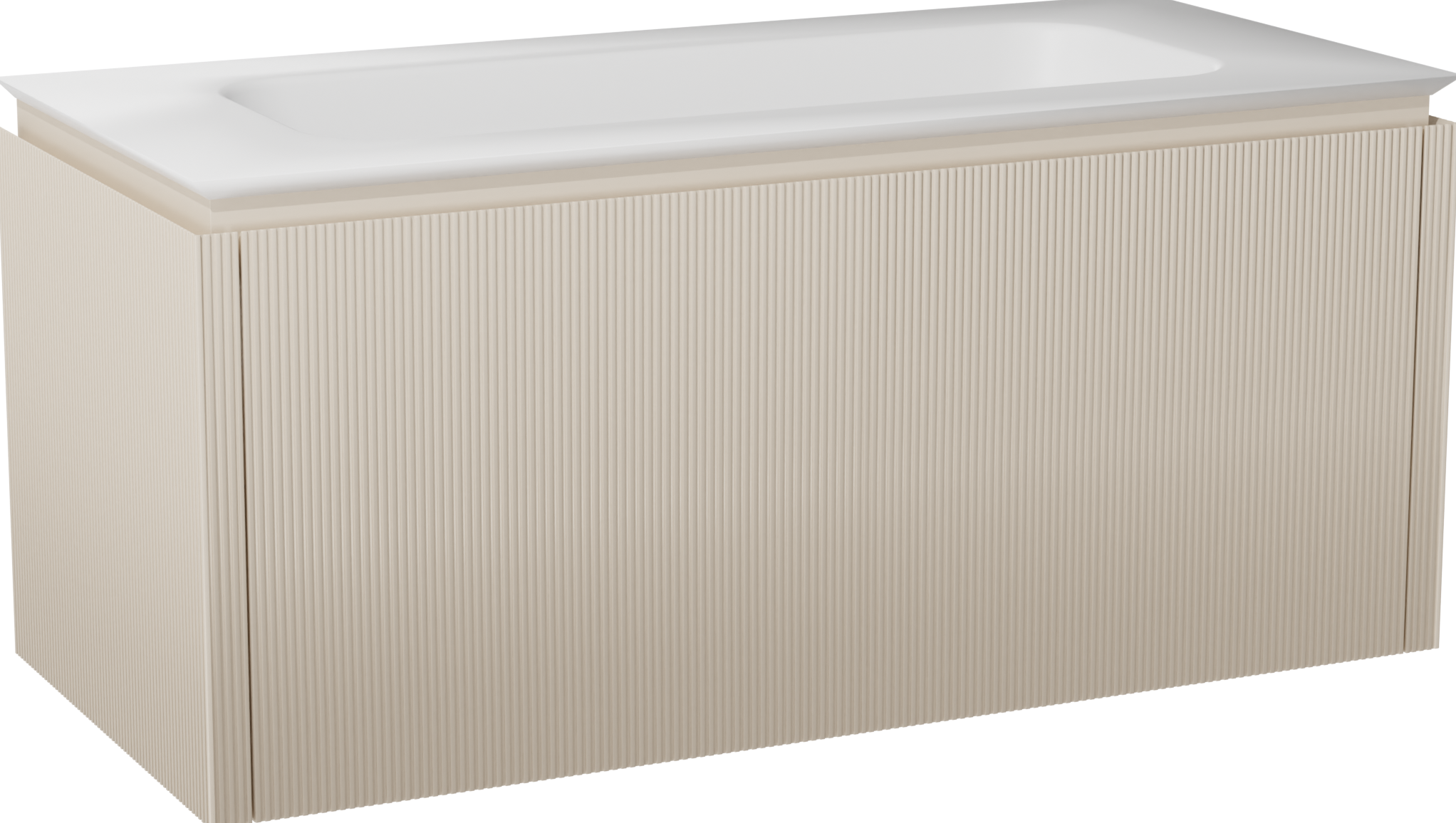 Balmani Eclips badkamermeubel met Eclips wastafel | B120 x D55 cm | Onderkast in Sandbeige | Wastafel in kleur mat wit | Zwevend | Enkele wastafel