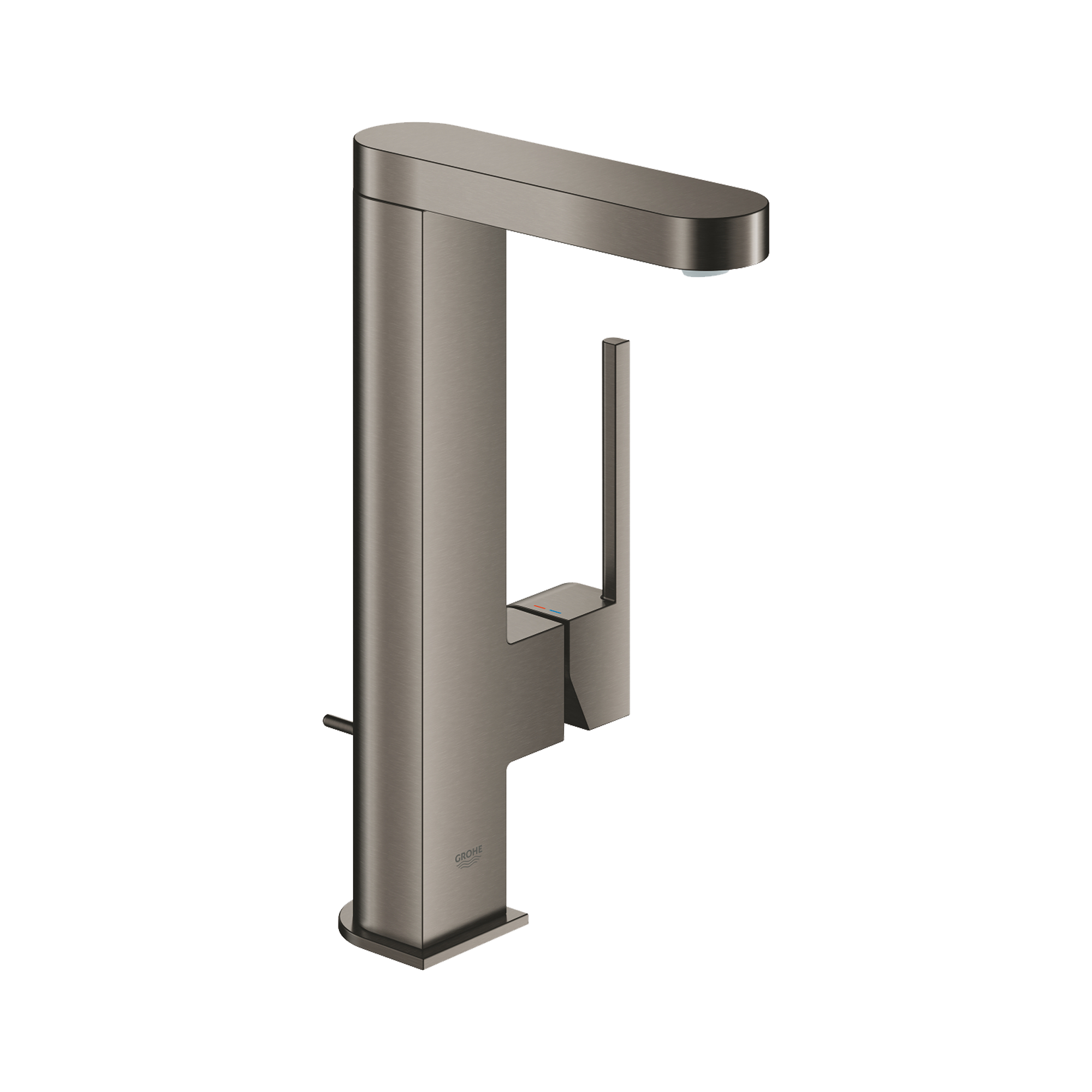 Grohe Plus wastafelkraan | Brushed Hard Graphite | Inclusief afvoerplug met trekstangbediening | Verhoogd