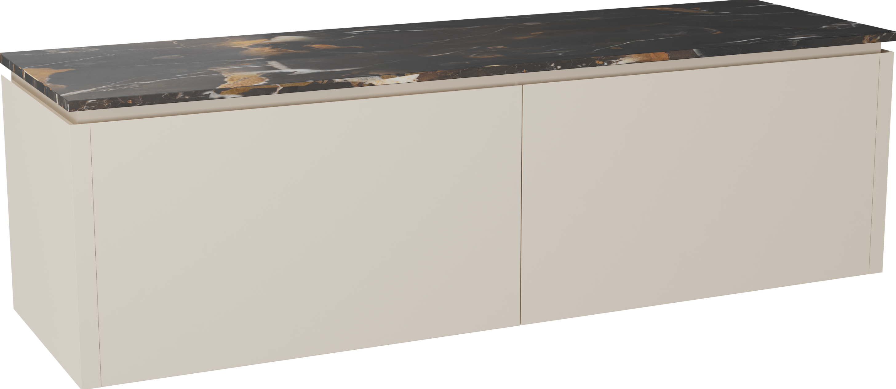 Balmani Eclips badkamermeubel met Stretto tablet voor waskom(men) | B180 x D55 cm | Onderkast in Sandbeige | Tablet voor waskom(men) in kleur