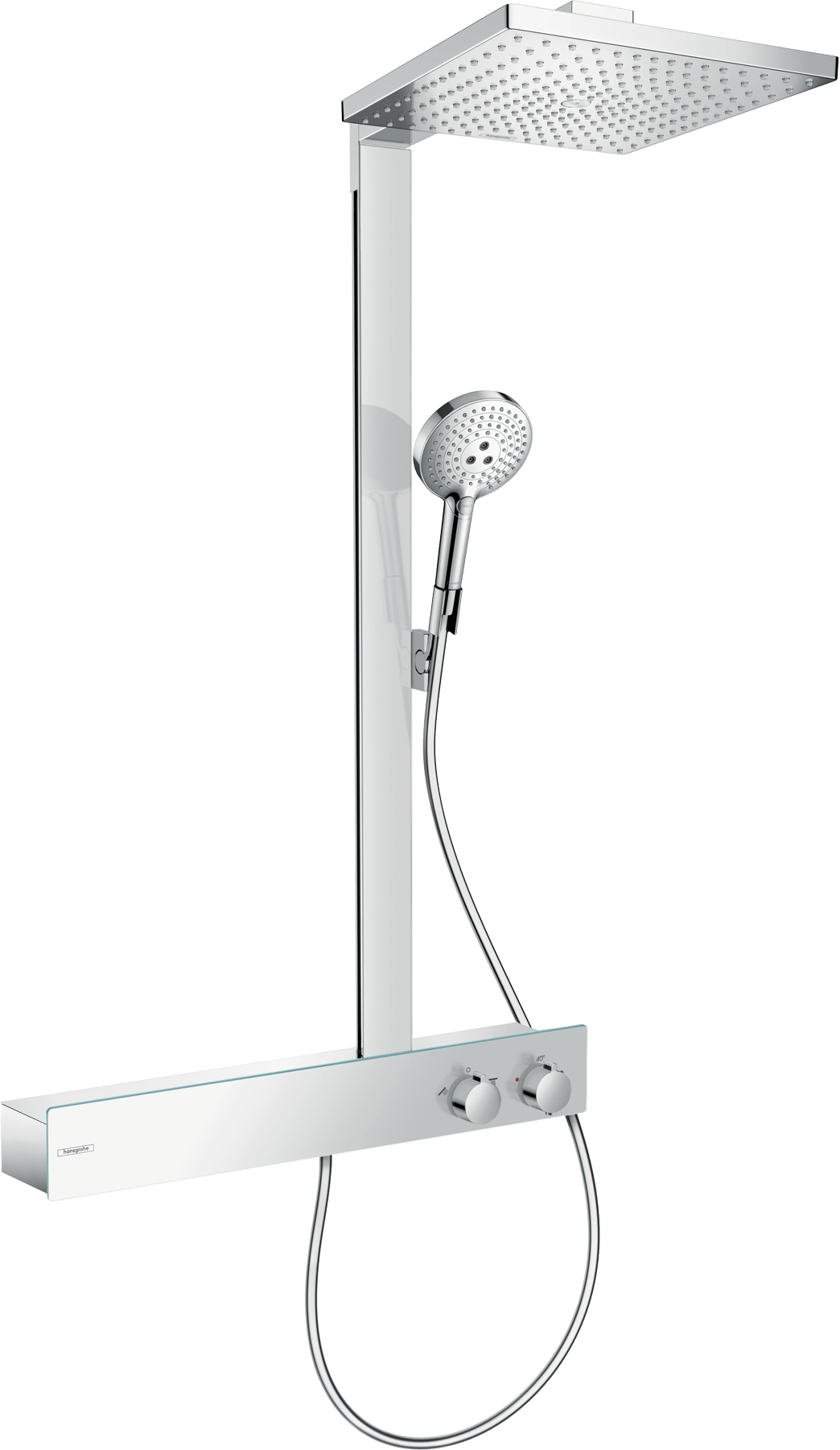 Hansgrohe Raindance E300 regendoucheset | Glanzend Chroom | Zonder waterbesparende functie | Thermostatische kraan | Vierkante regendouchekop | 30 x 30 cm