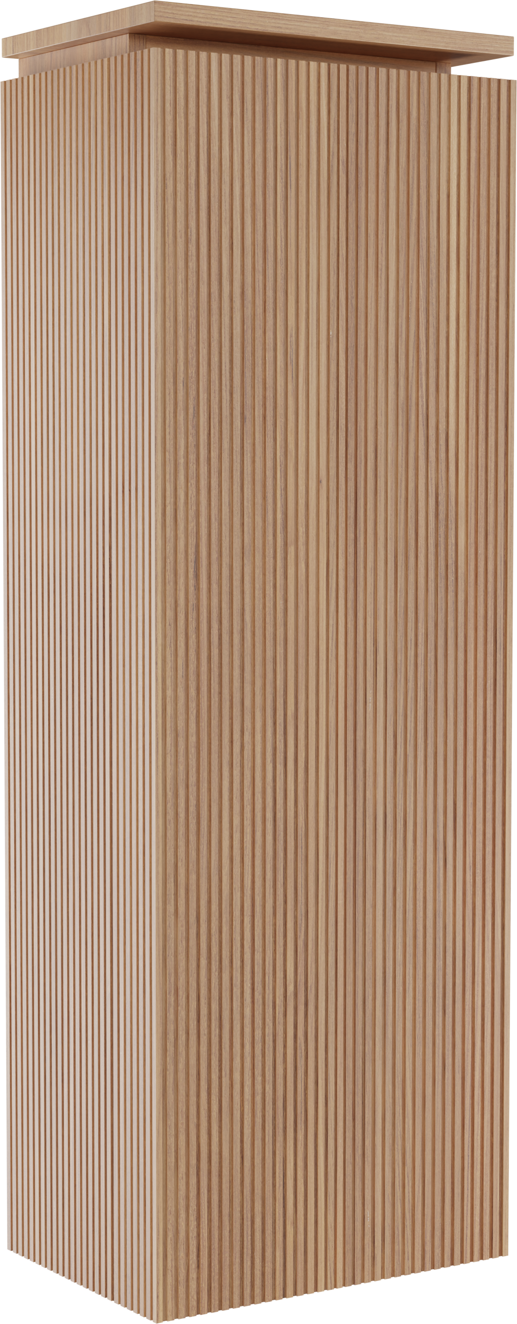 Balmani Eclips Ribs badkamerkast | B44 x D32 x H130 cm | Teak | Scharnieren links | Massief hout | Verticale symmetrische rechte ribbel