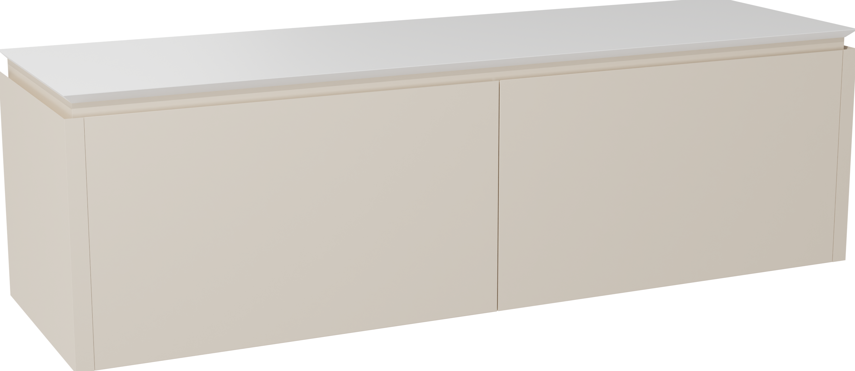Balmani Eclips badkamermeubel met Eclips tablet voor waskom(men) | B180 x D55 cm | Onderkast in Sandbeige | Tablet voor waskom(men) in kleur mat wit | Zwevend | Enkel of dubbel tablet