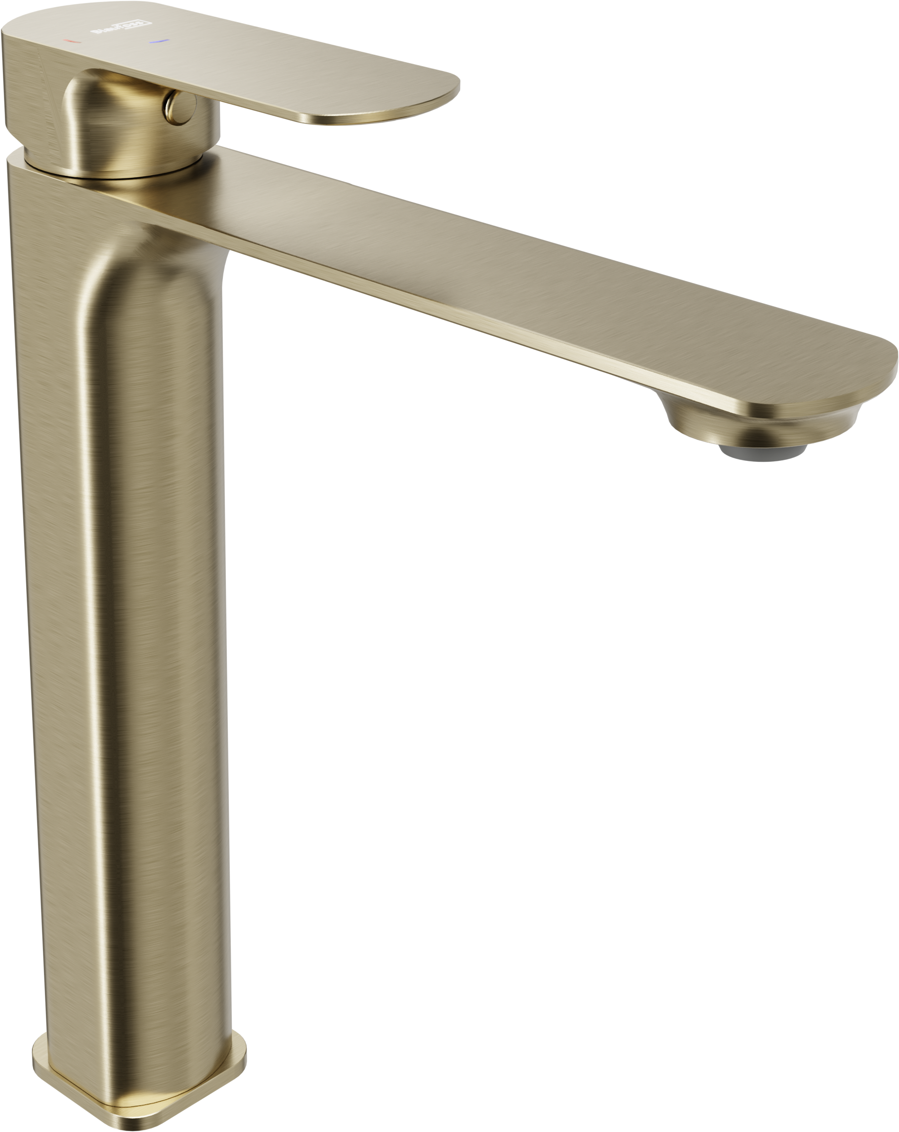 Blaufoss Bodan wastafelkraan | Brushed Champagne Gold | Inclusief clickwaste afvoerplug | Verhoogd