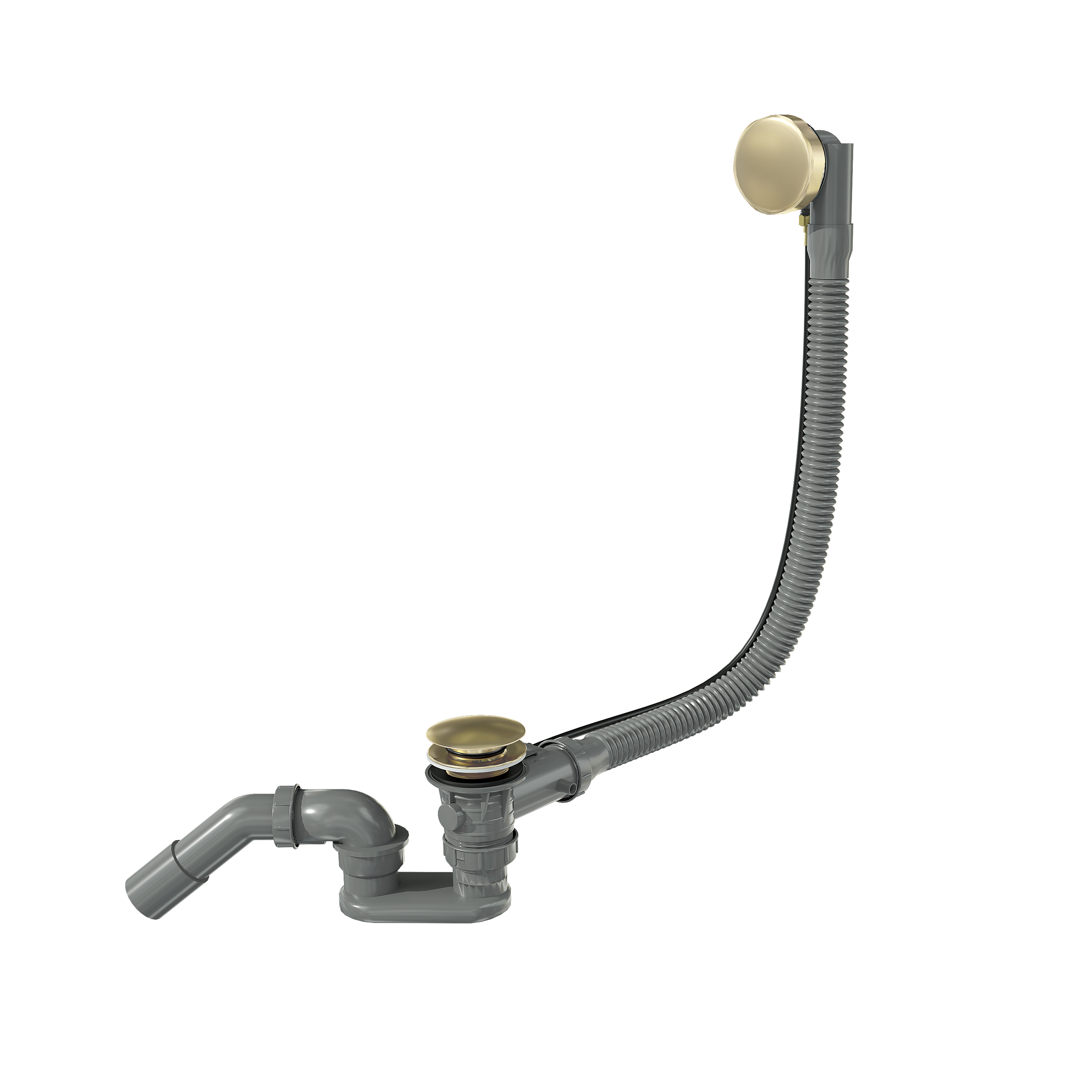 Santeg Unibath Flat badafvoer met overloop | Brushed Champagne Gold | 70 cm