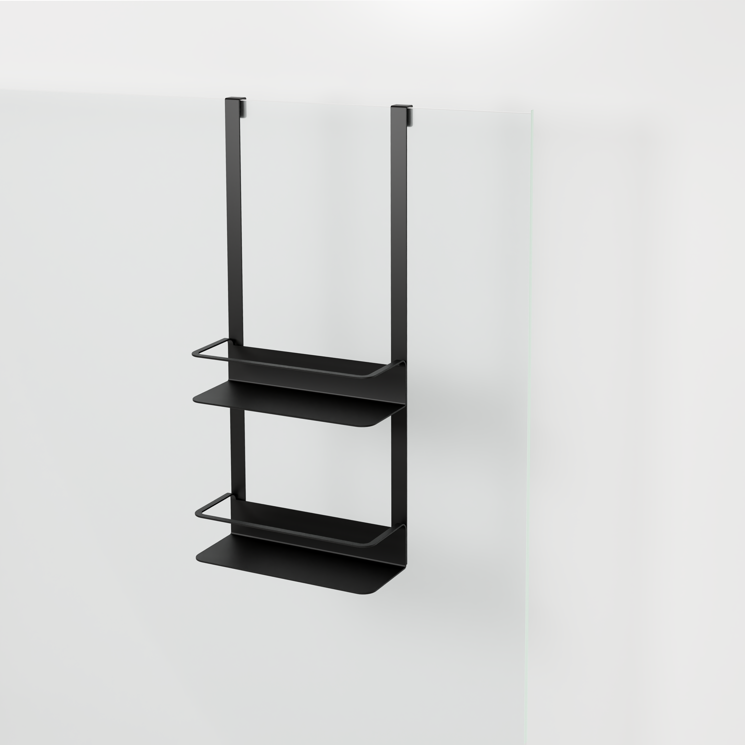 Blaufoss Tika shampoohouder | Mat zwart | 30 x 11 x 69 cm | Voor douchewand | Dubbele houder