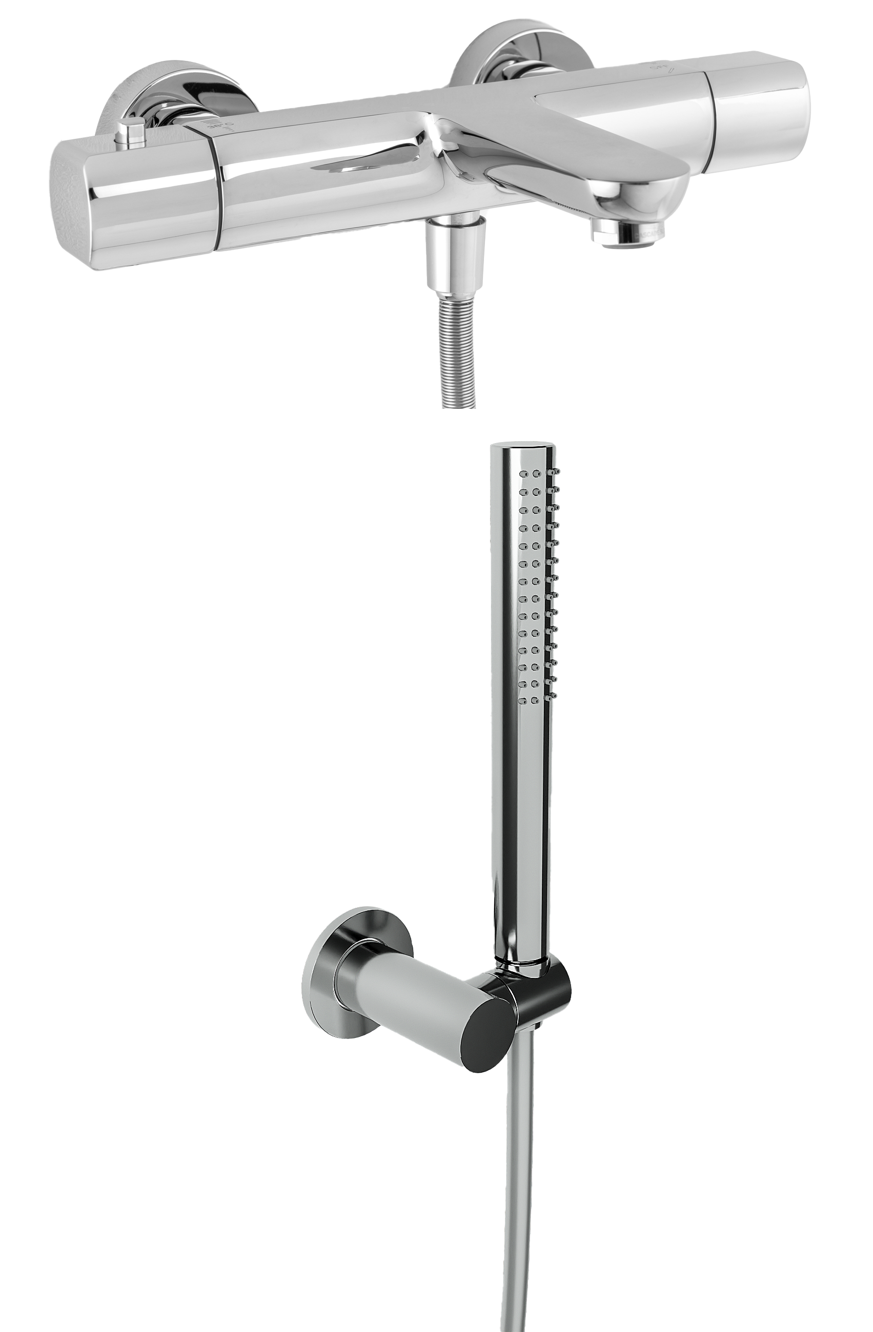 Blaufoss Bodan opbouw badkraan | Thermostatische kraan | Glanzend chroom | Handdouche en doucheslang inbegrepen