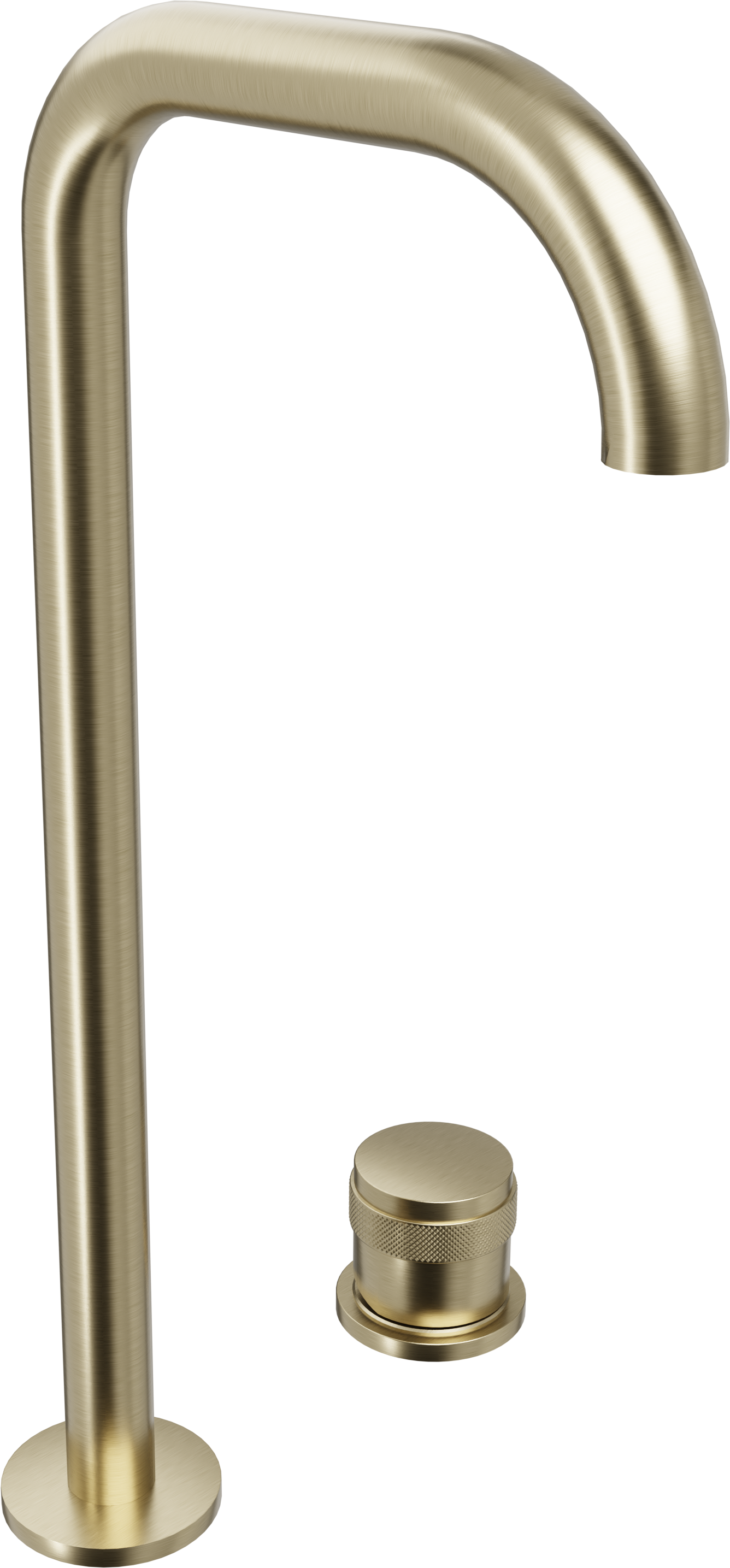 Blaufoss Pavilion Flat wastafelkraan | Brushed Champagne Gold | Inclusief clickwaste afvoerplug | Verhoogd