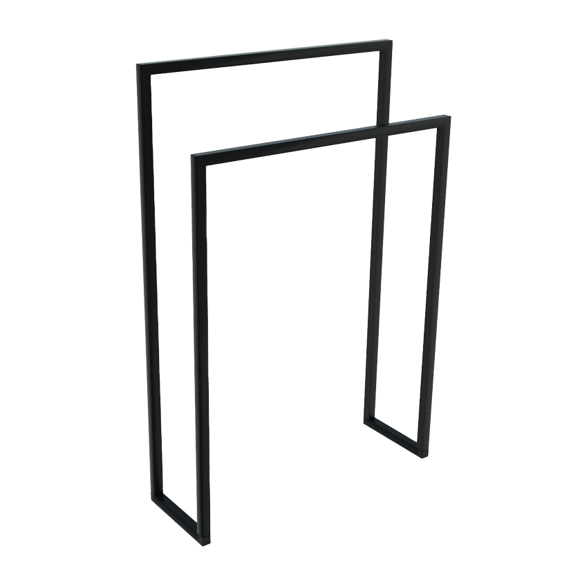 Blaufoss Blackline Noma handdoekrek | Mat zwart | 90x60cm | Roestvrij staal | Dubbele houder