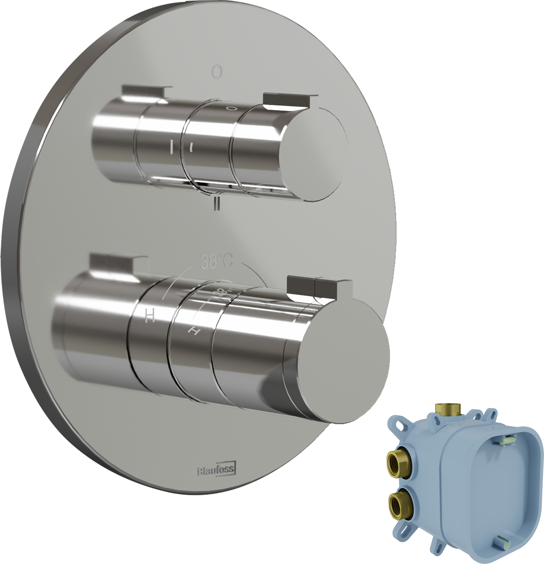 Blaufoss Smartbox Round thermostatische inbouw douchekraan, inclusief inbouwelement | Glanzend chroom