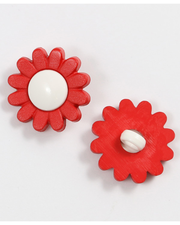 Knapp Daisy 17 mm rød/hvit