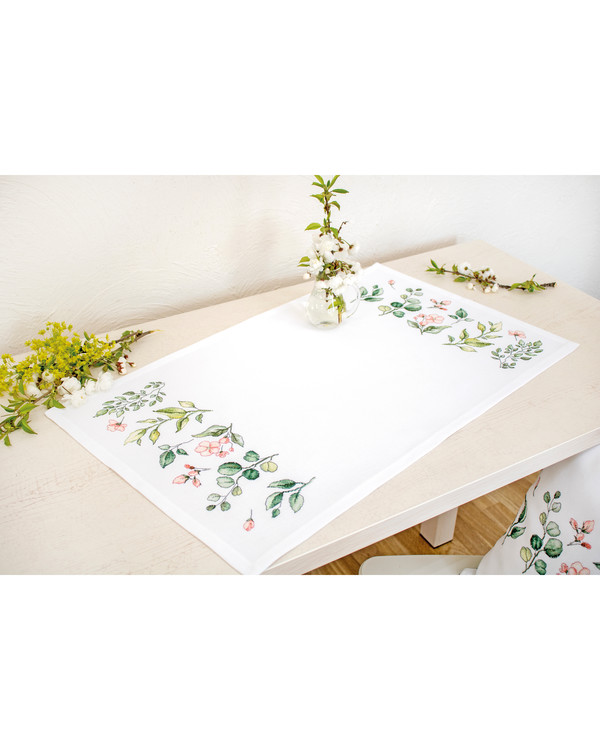 Duk Blad och blommor