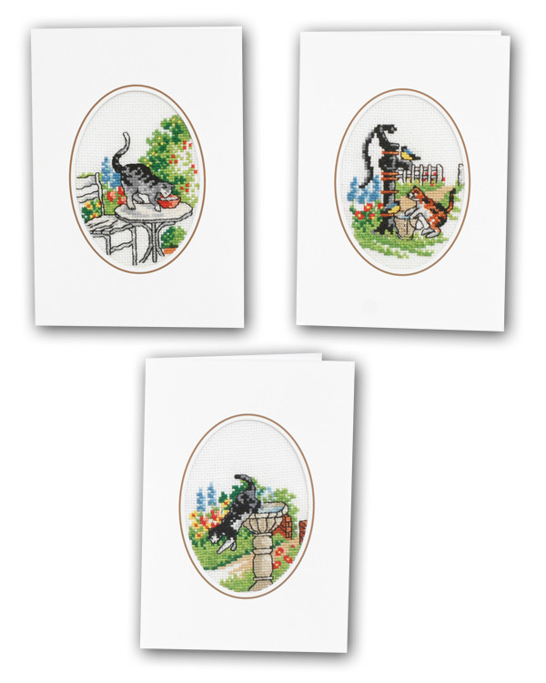 Broderipakke Kort Katter 3-pk