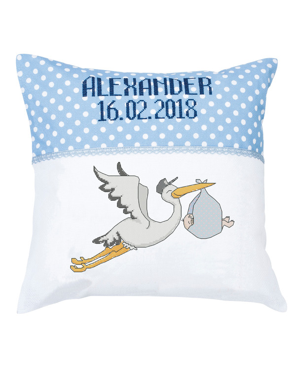 Broderikit Kudde Storken, Blå