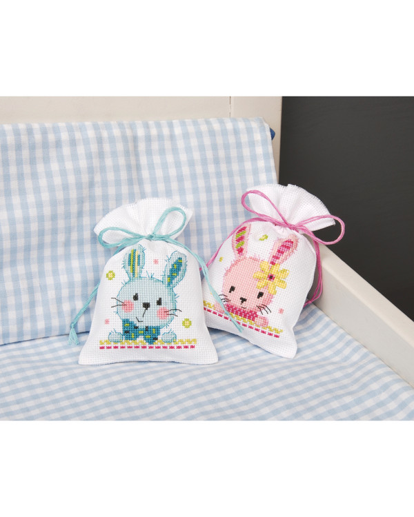 Broderikit Tandpåse Söta kaniner 2-pack