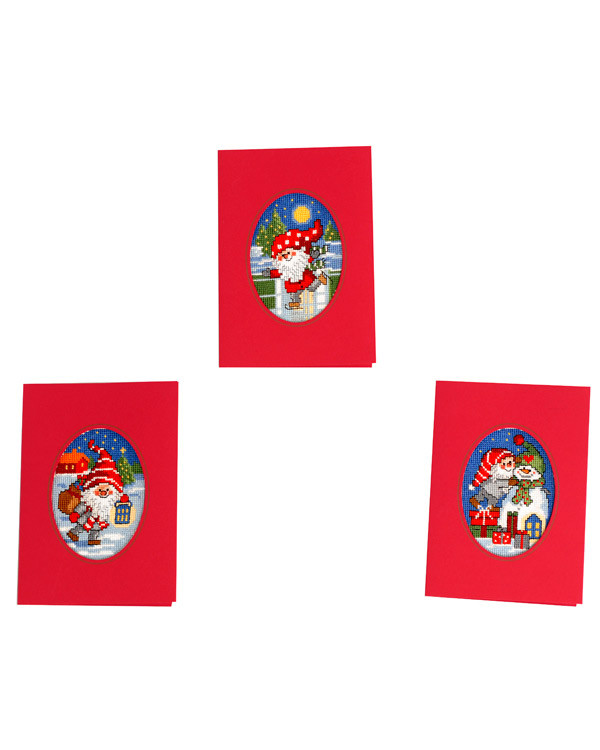 Julkort Sprallig tomte 3-pack
