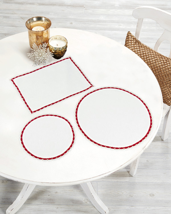 Duksett Doilies hvit/rød 3-pk