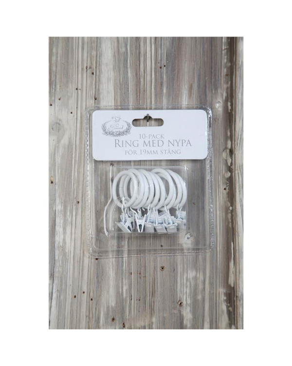 Gardinring Hvit 19 mm 10-pk, Hvit