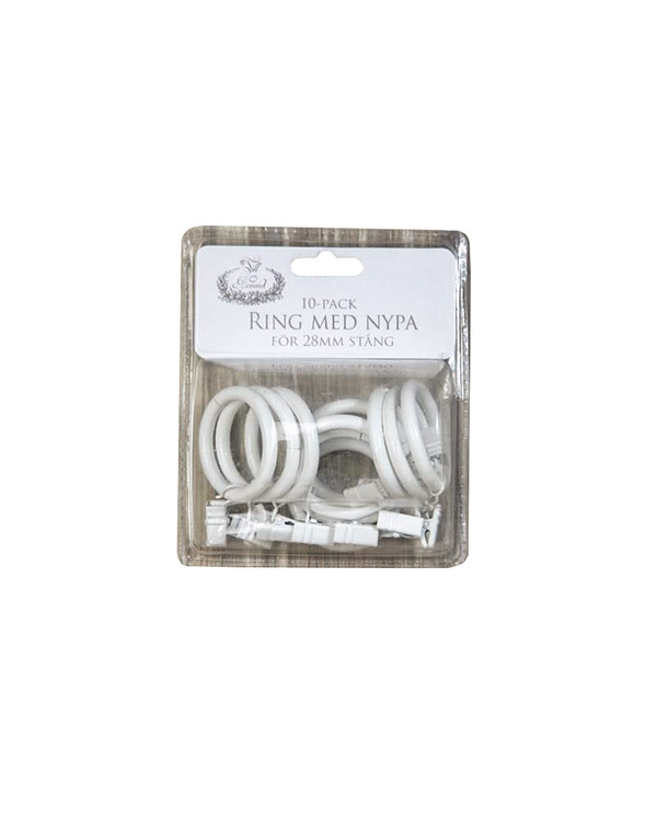 Gardinring hvit 28 mm 10-pk, Hvit