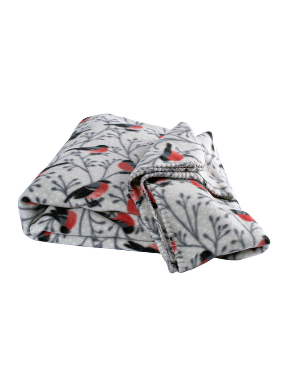 Fleecepeitto Punatulkut 130x170 cm, Musta/harmaa
